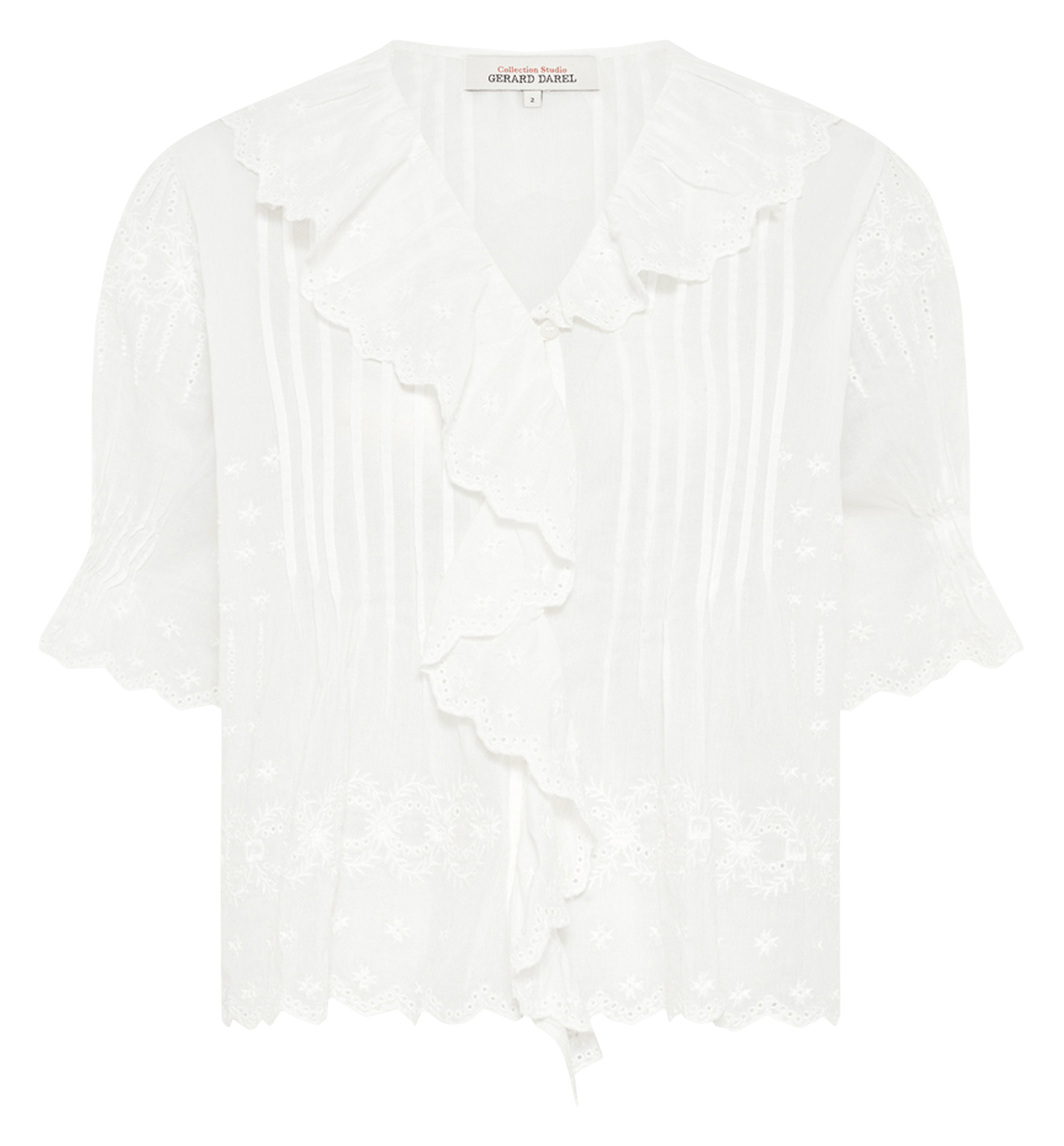 Kurzarm-Top mit bestickten Rüschen GERARD DAREL Weiss