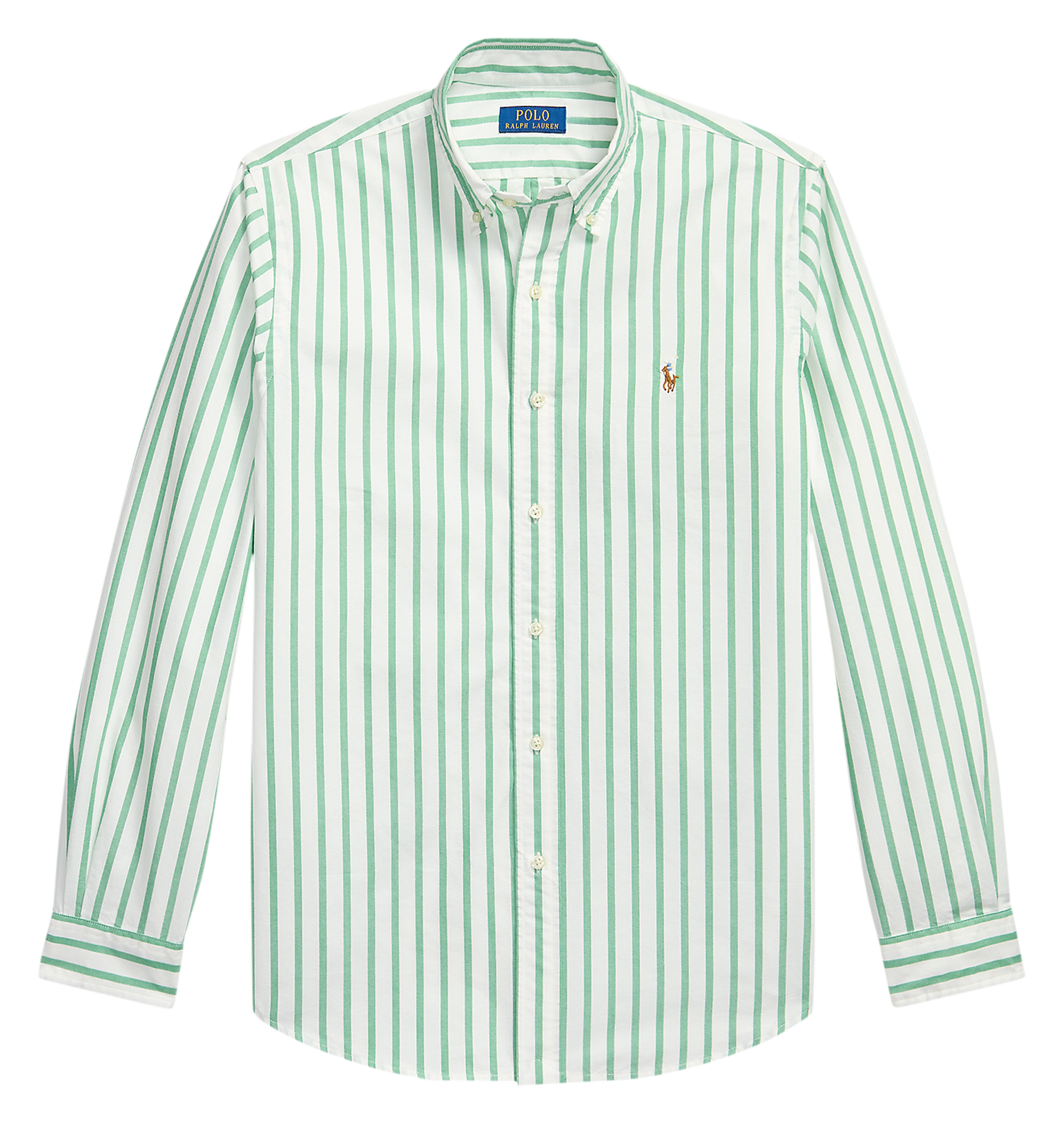 Chemise droite col classique en coton rayé POLO RALPH LAUREN Vert