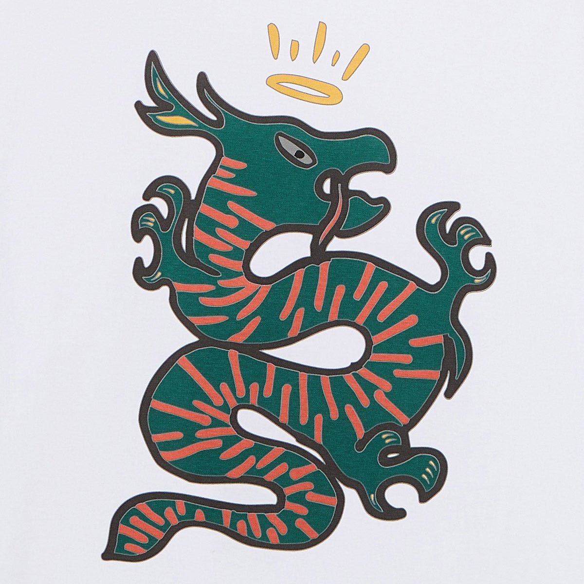 Round neck printed cotton t-shirt with dragon back SERGE BLANCO White