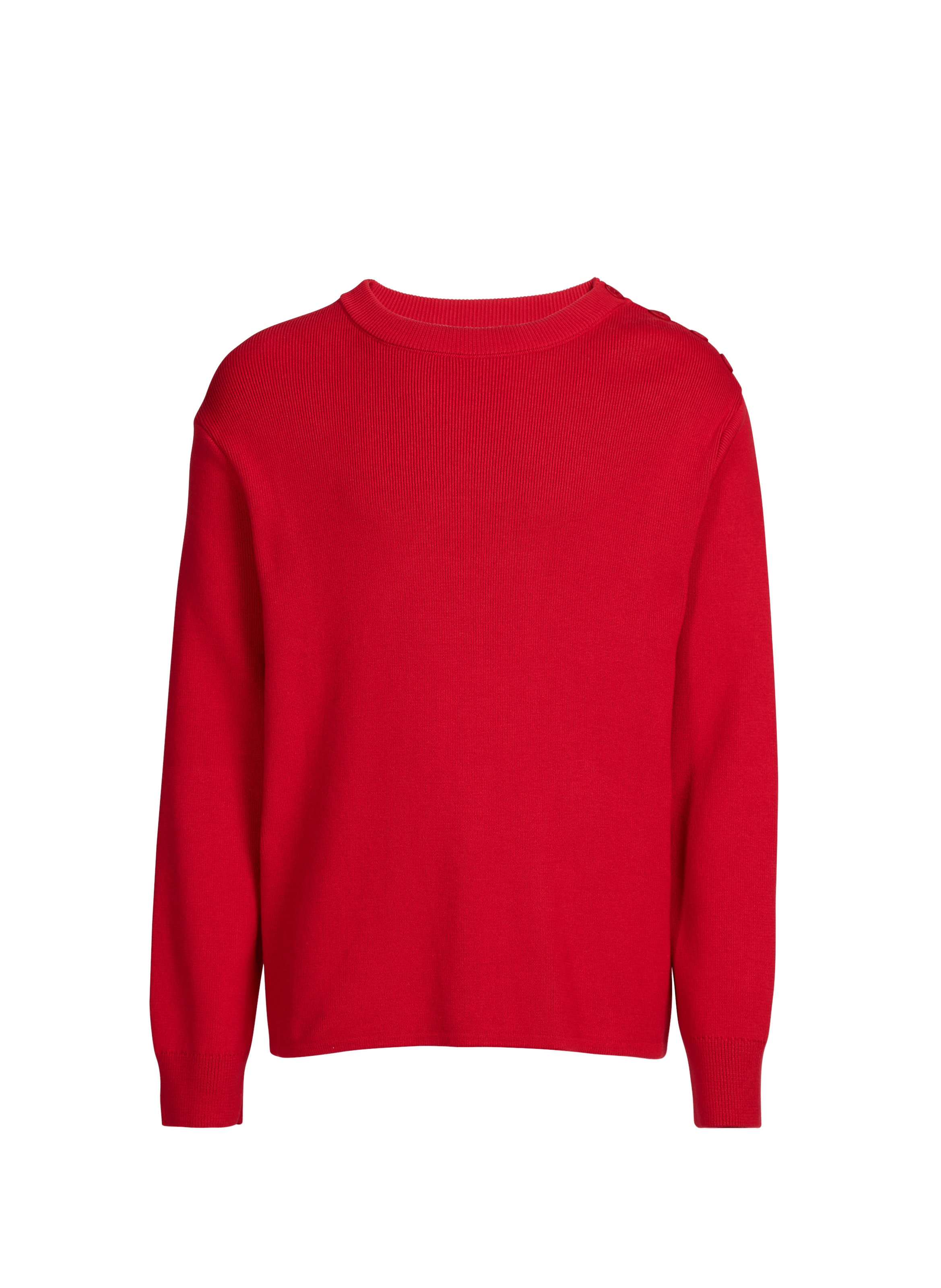 Straight cotton sweater with round neck SAISON 1865 Red