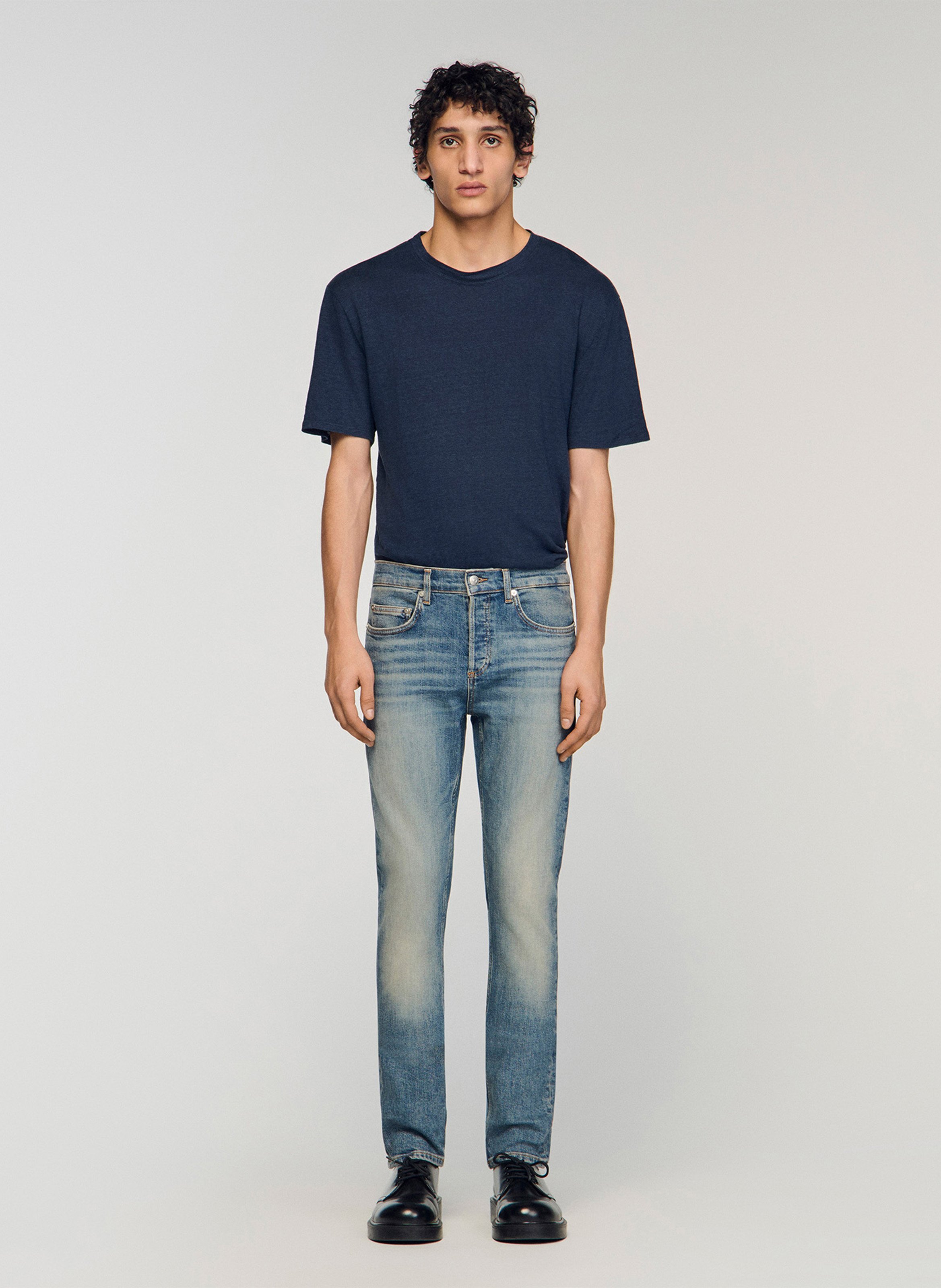 Jean slim en coton mélangé SANDRO Bleu