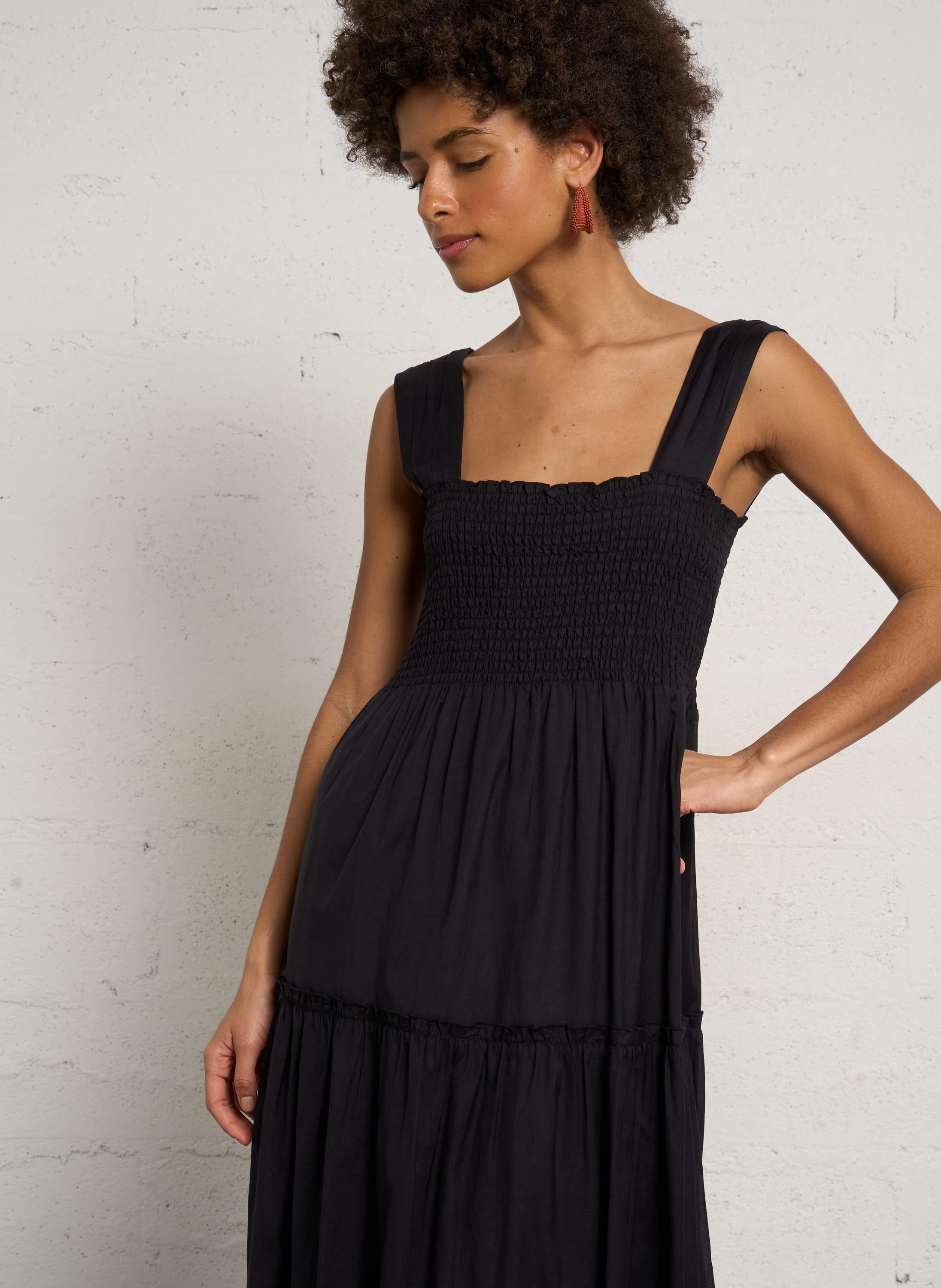 Langes Kleid mit Volants PETITE MENDIGOTE Schwarz