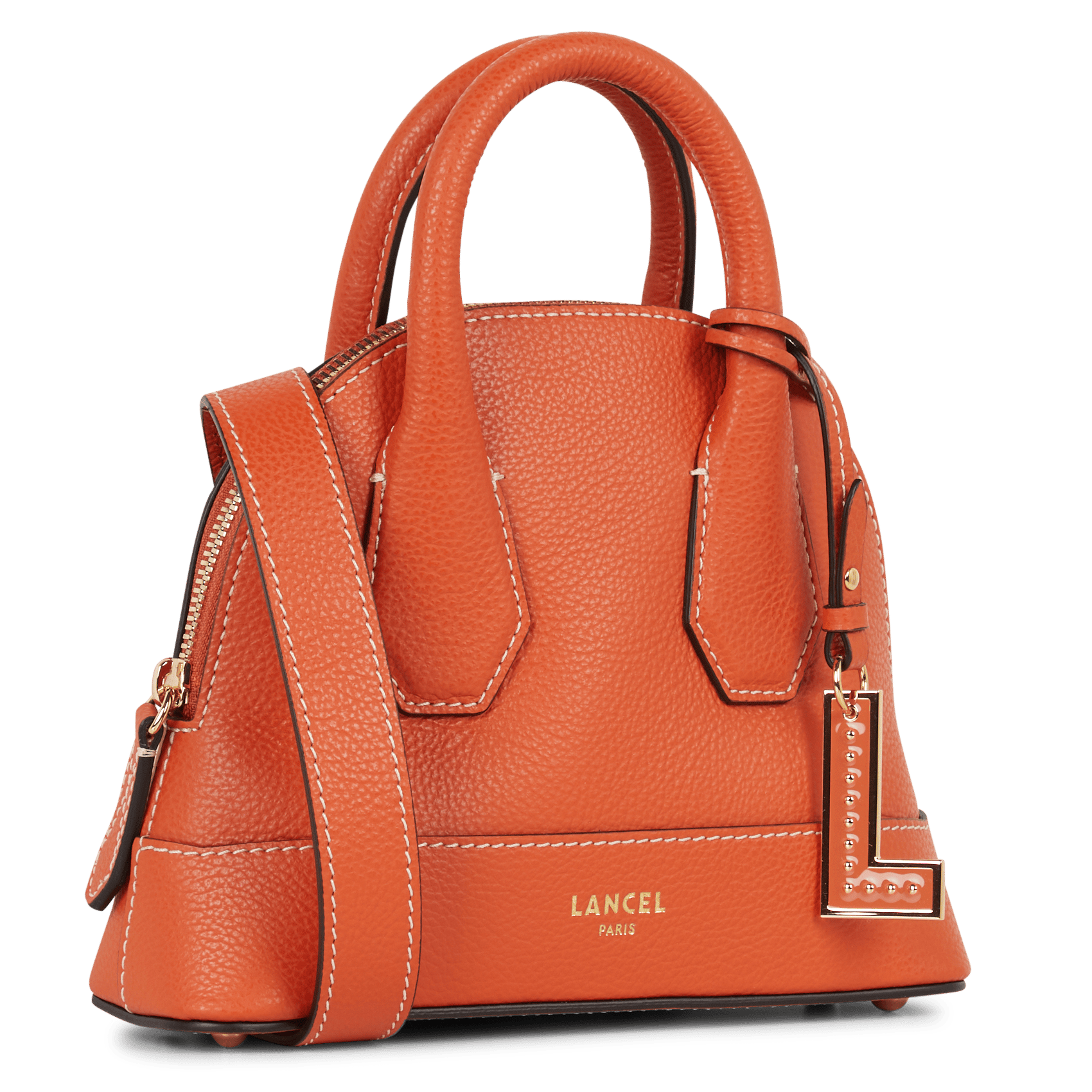 Mini sac bandoulière uni en cuir grainé LANCEL Multicolore