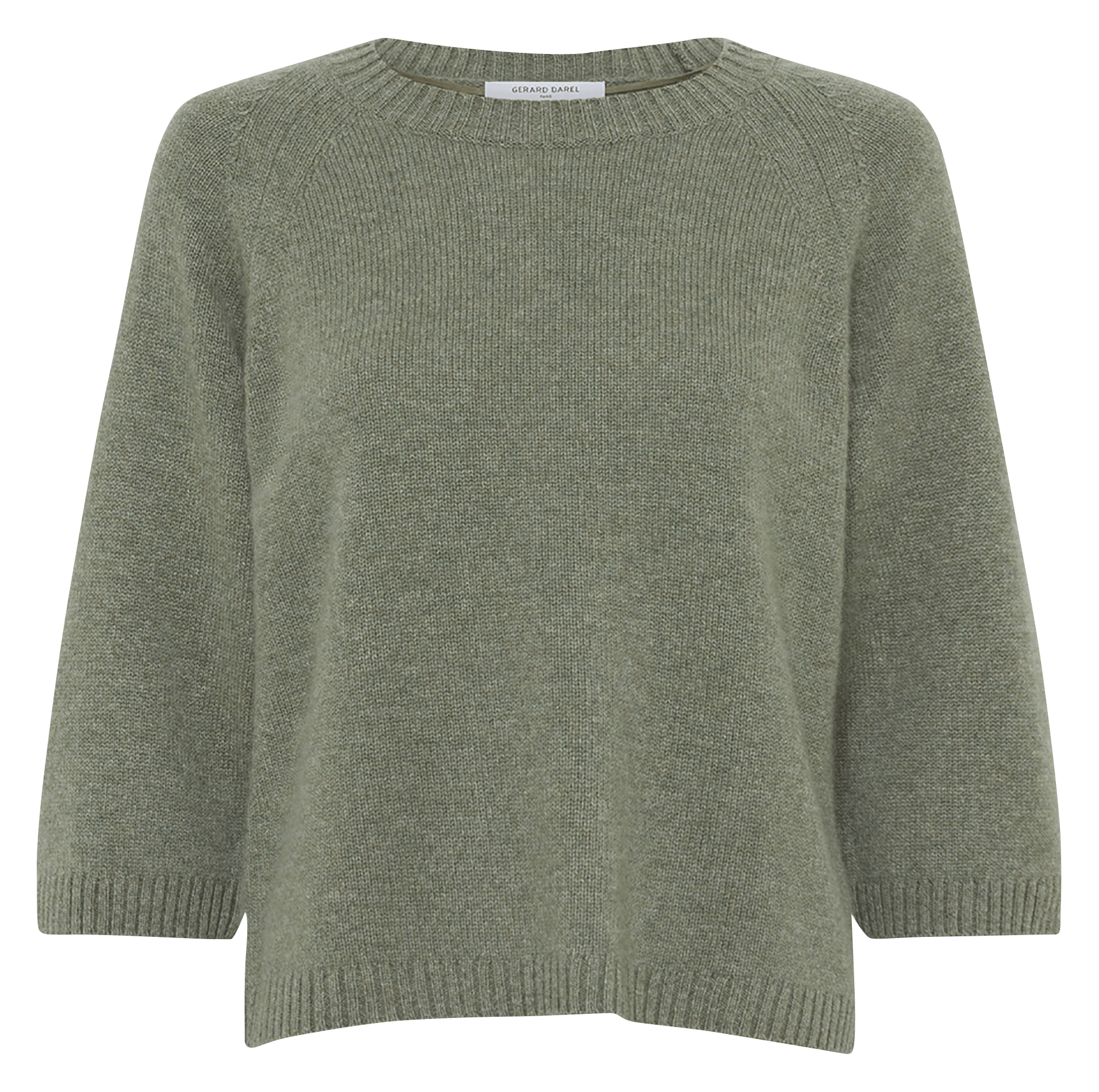 Straight cotton sweater with round neck GERARD DAREL Khaki