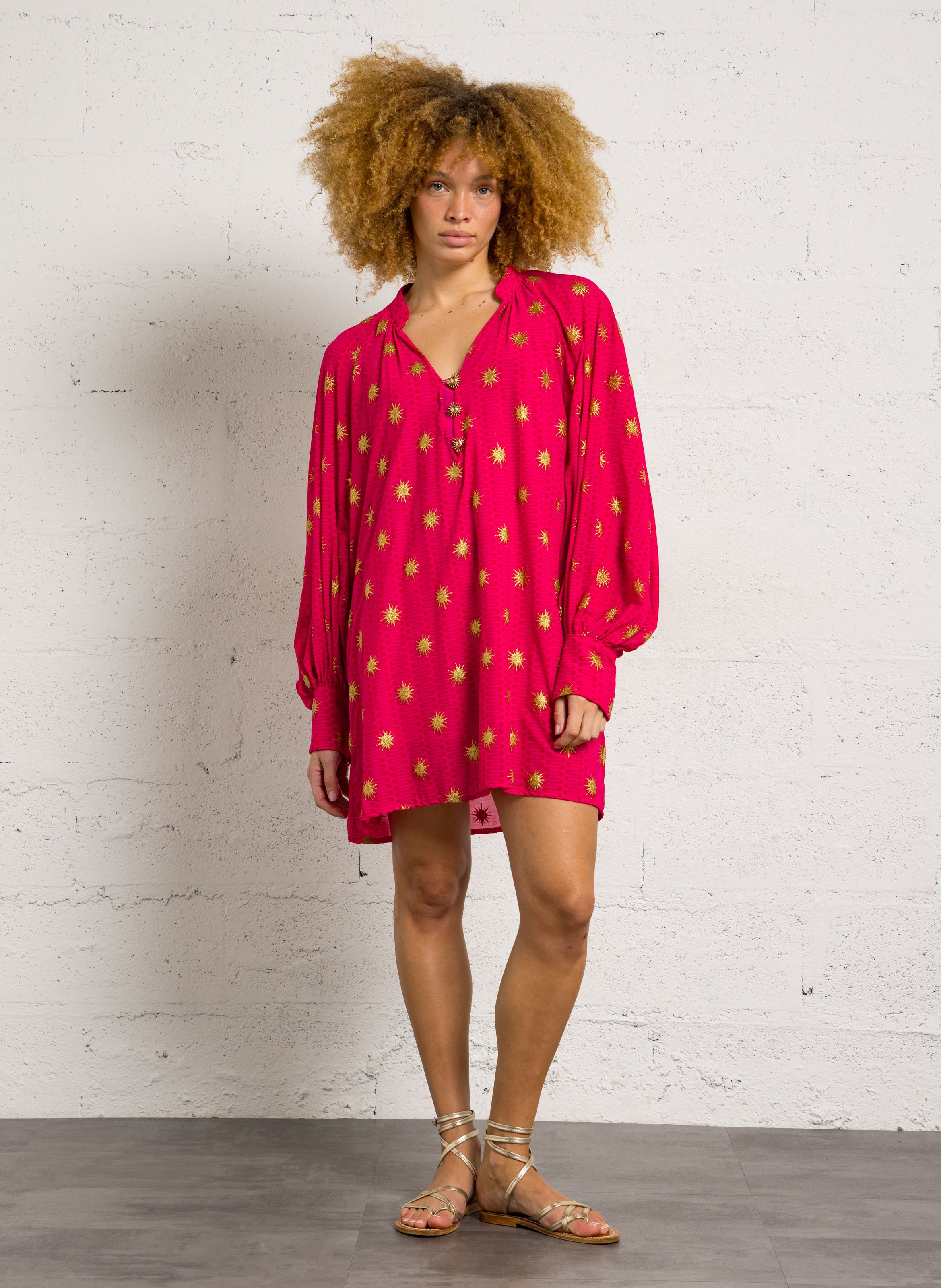 Robe courte col tunisien SUNDRESS Multicolor