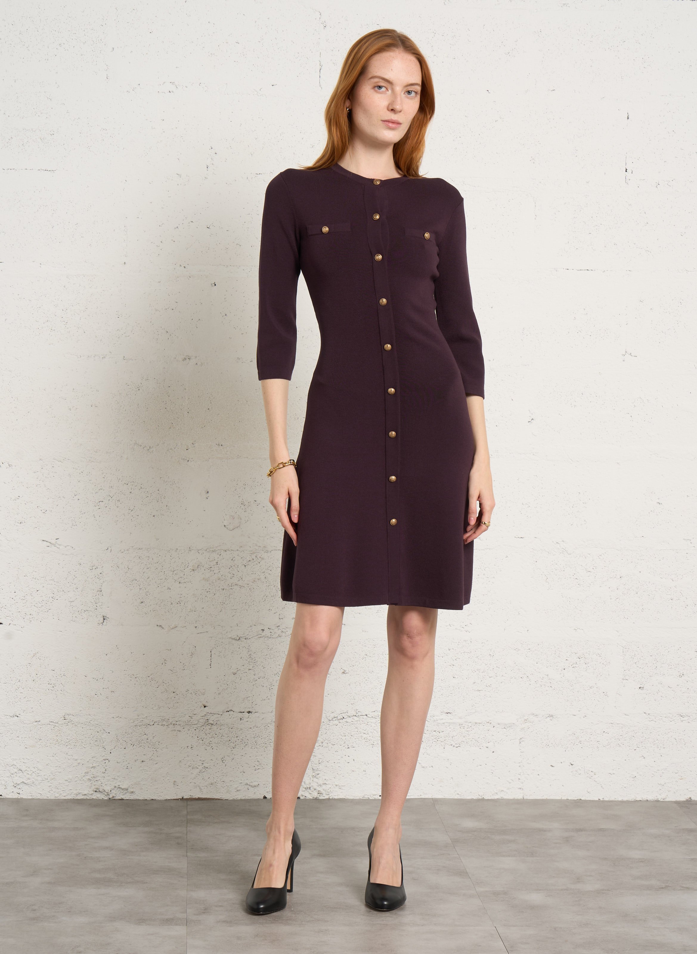 Midi-Strickkleid mit Knopfleiste IKKS