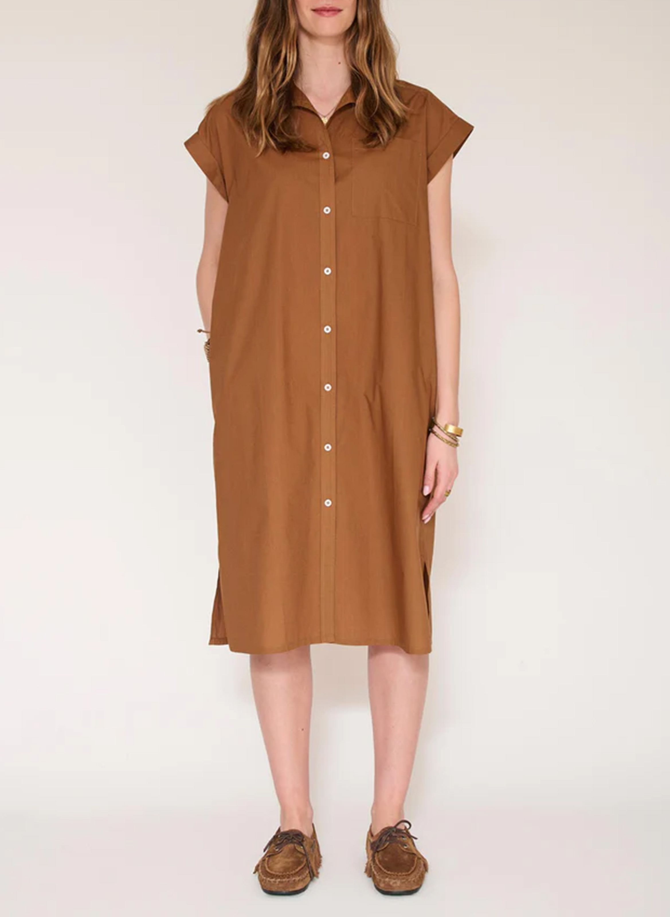 Robe midi col classique en coton MKT