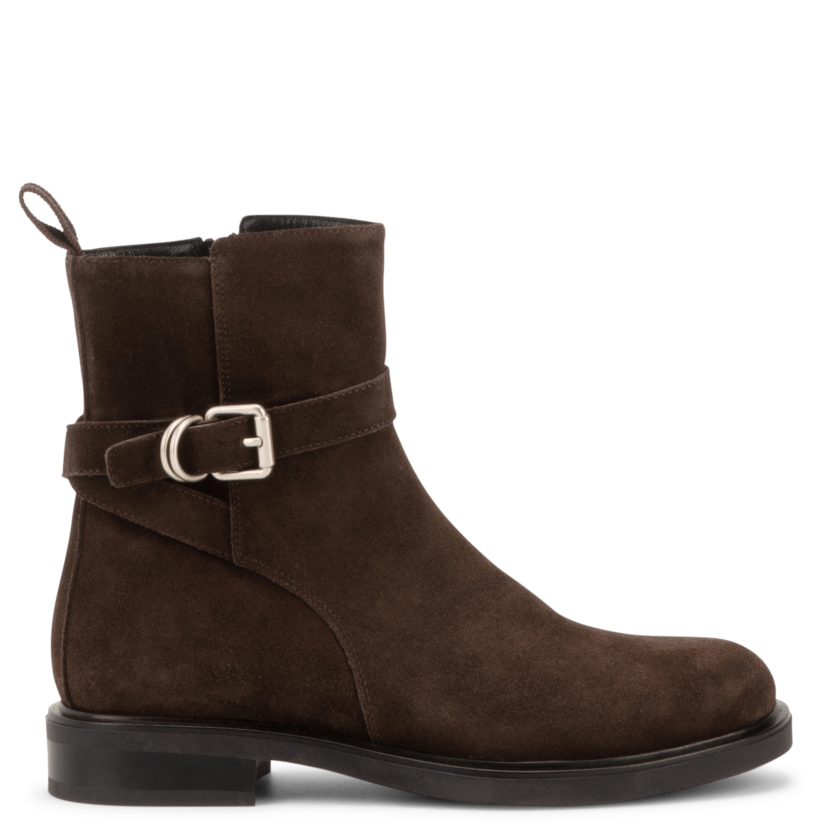 Bottines bout rond à boucle en cuir velours VAGABOND Marron