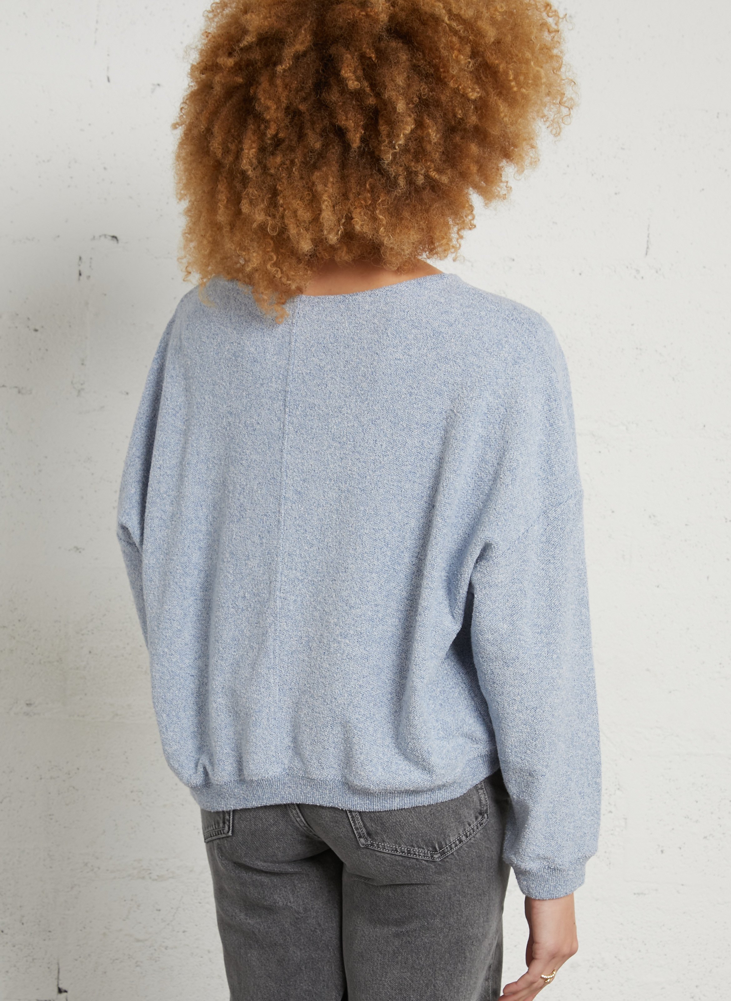 Sweat col bateau droit uni AMERICAN VINTAGE Bleu