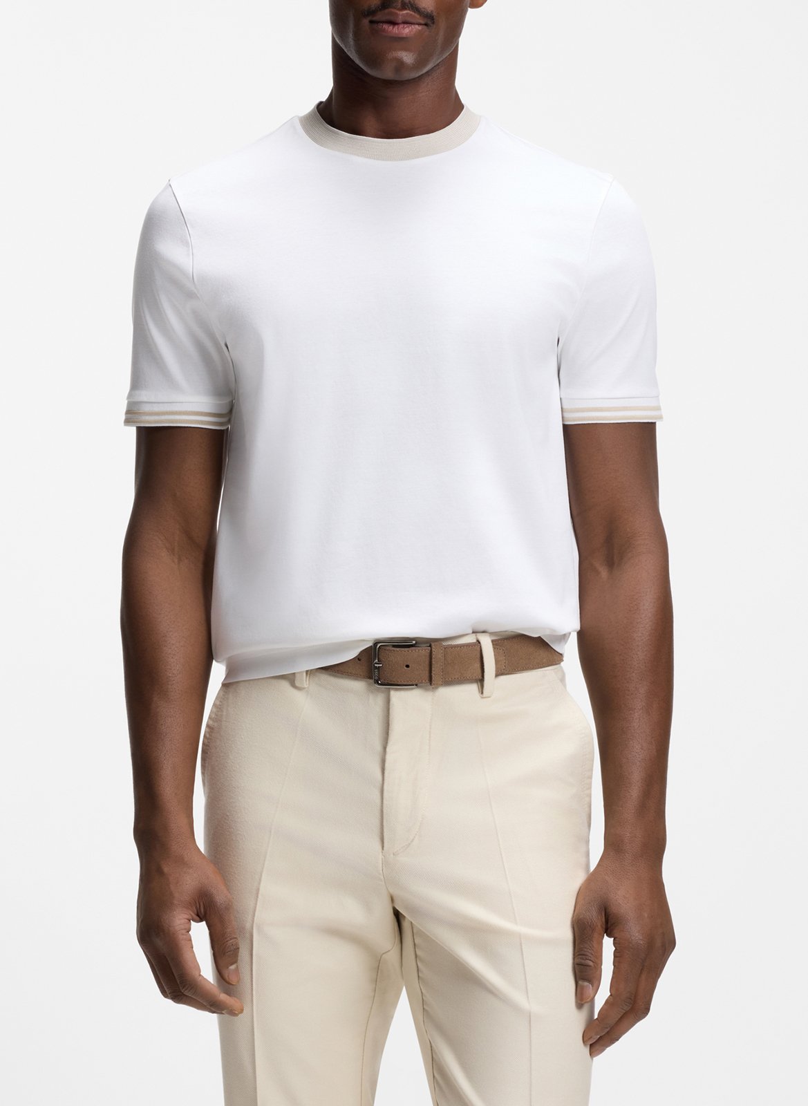 Tee-shirt droit col rond en coton BOSS Blanc