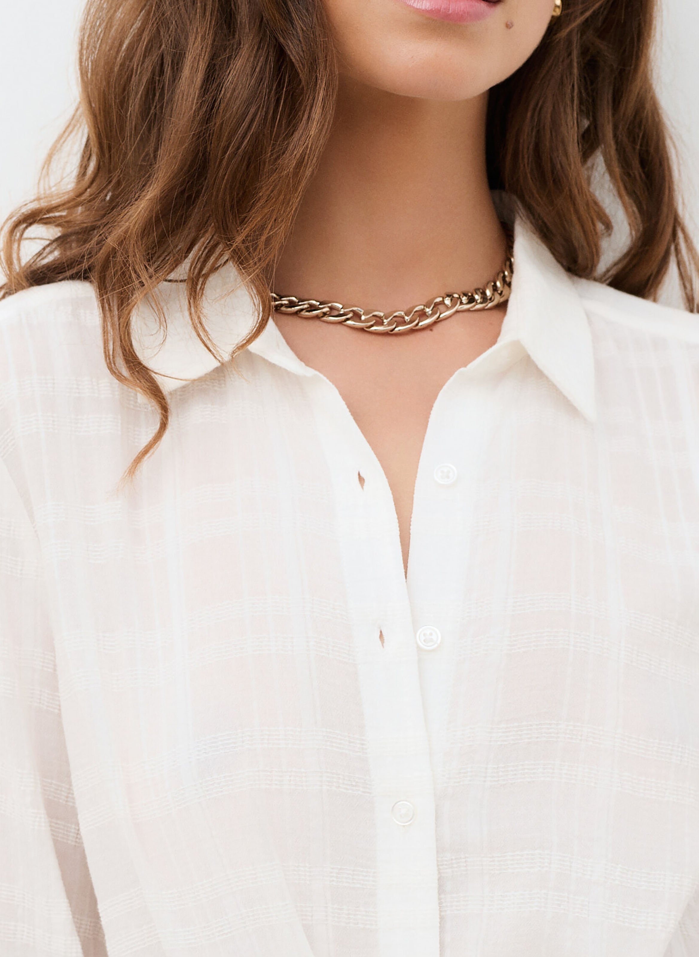 Solid straight button-up shirt CAROLL White