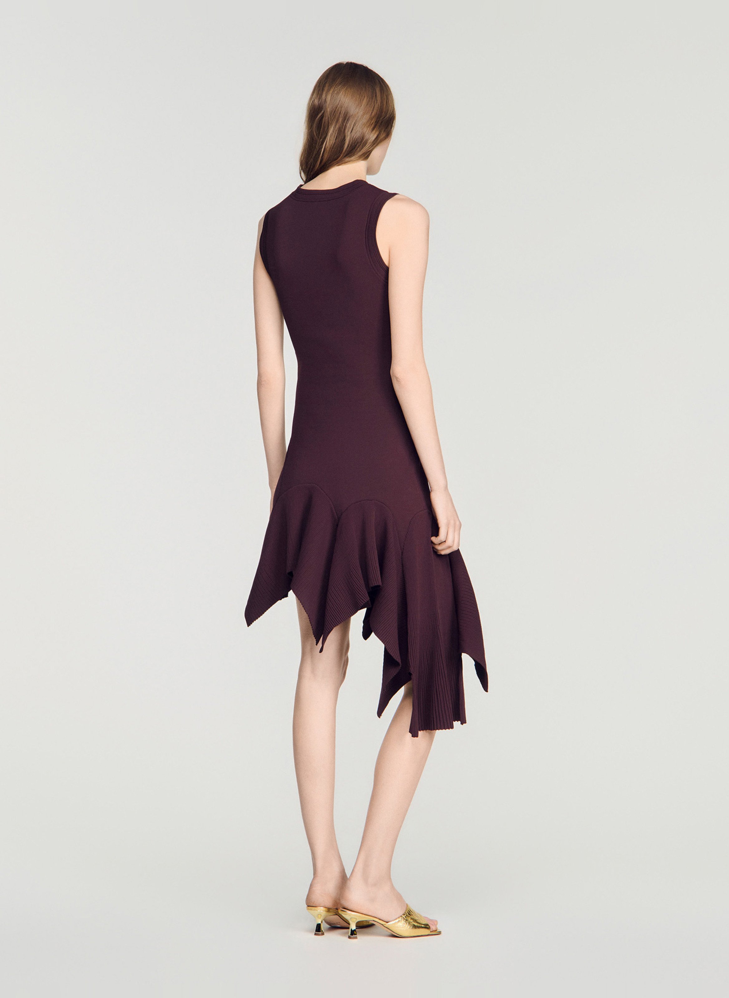 Robe courte asymétrique unie SANDRO Marron