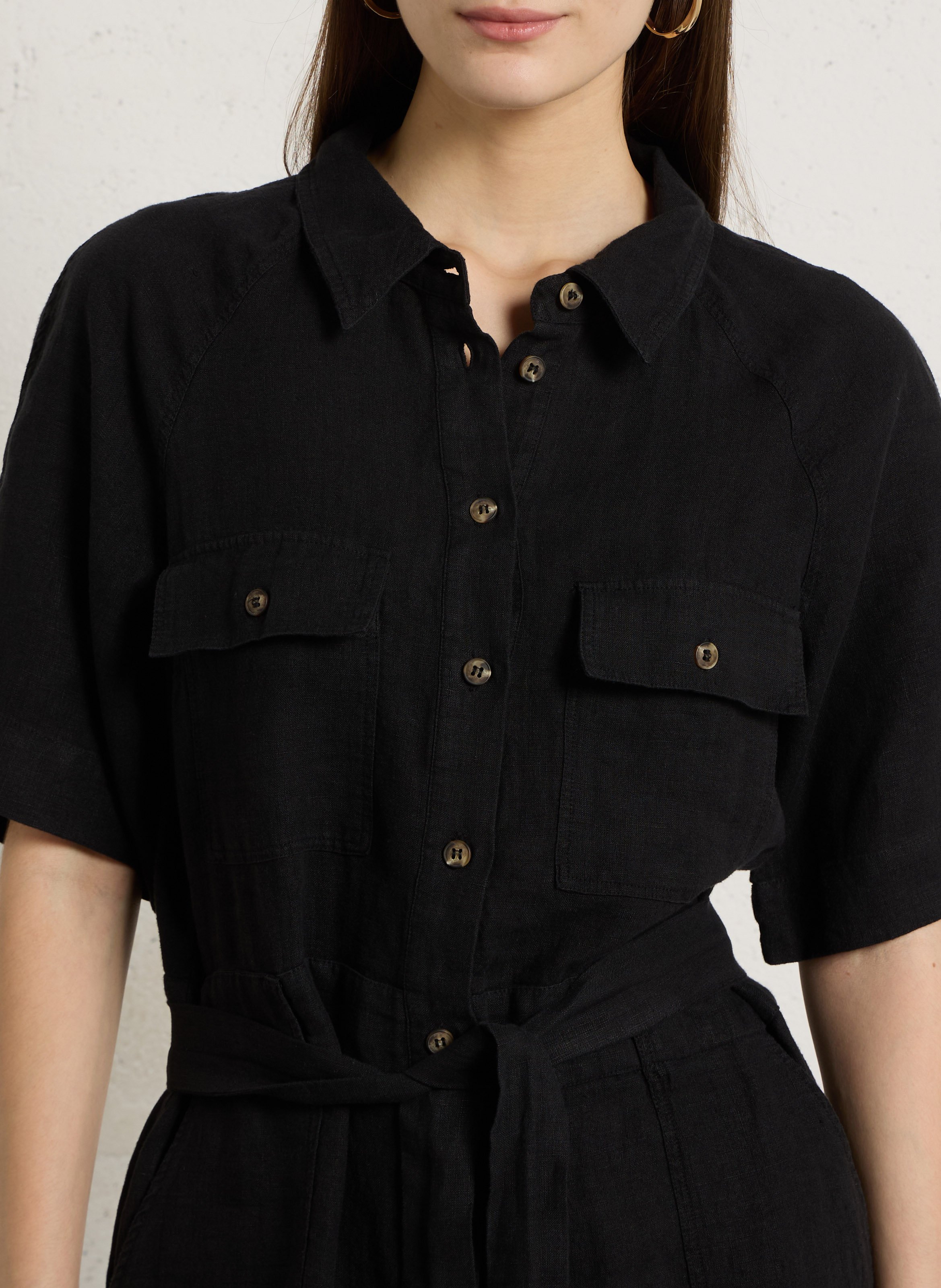 Robe midi en lin MAISON 123 Noir