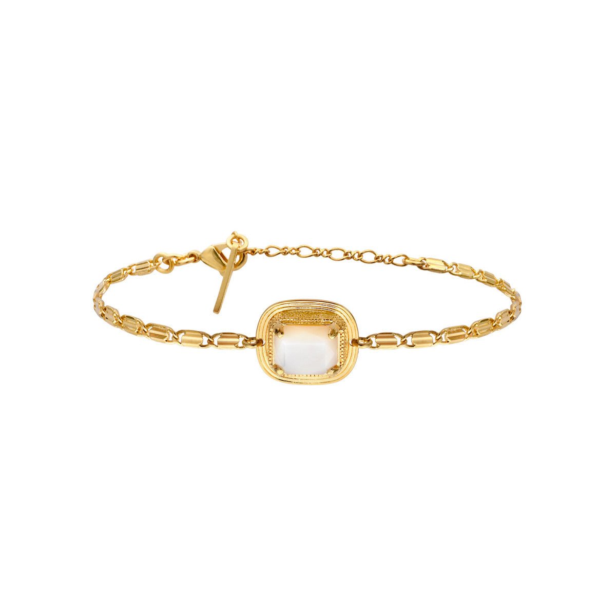 Adjustable flexible bracelet in fine gold plating SATELLITE PARIS White