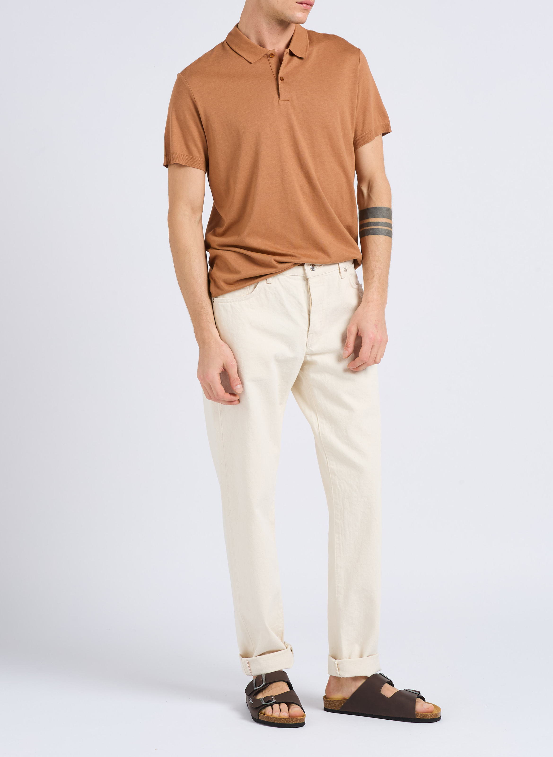 Tapered cotton dot effect regular-fit jeans EDWIN Beige