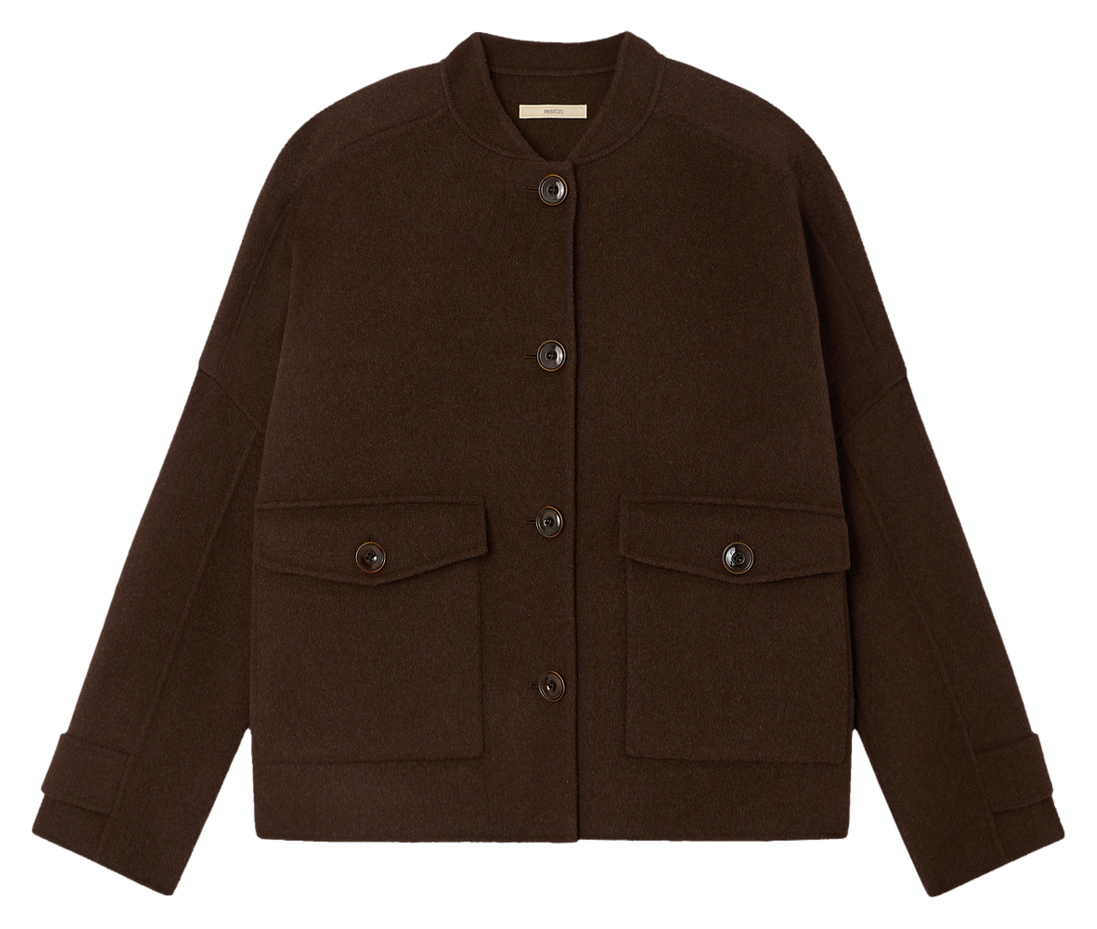 Veste droite en laine mélangée SESSUN Marron