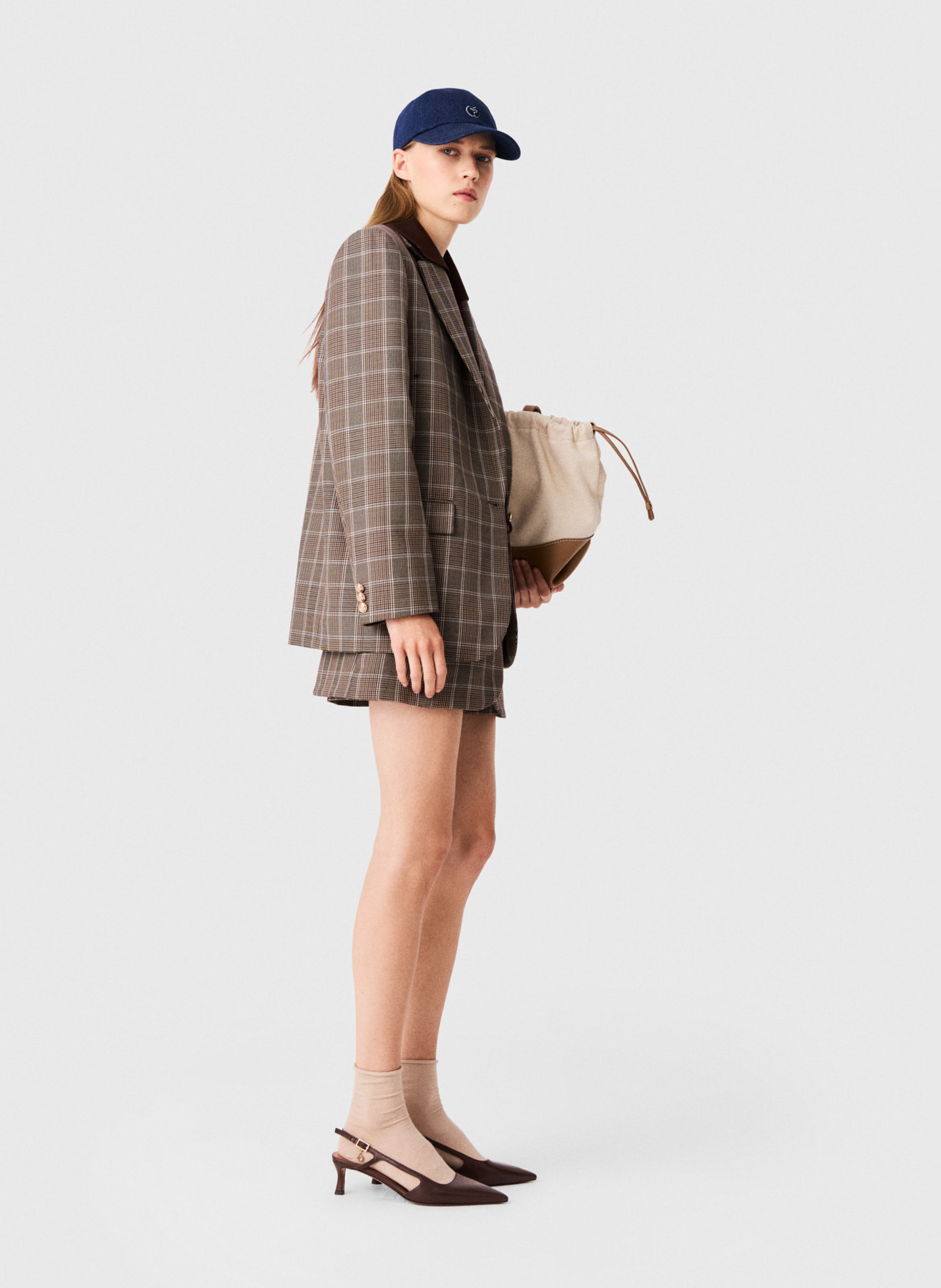 Fitted wool-blend suit jacket MAJE Brown