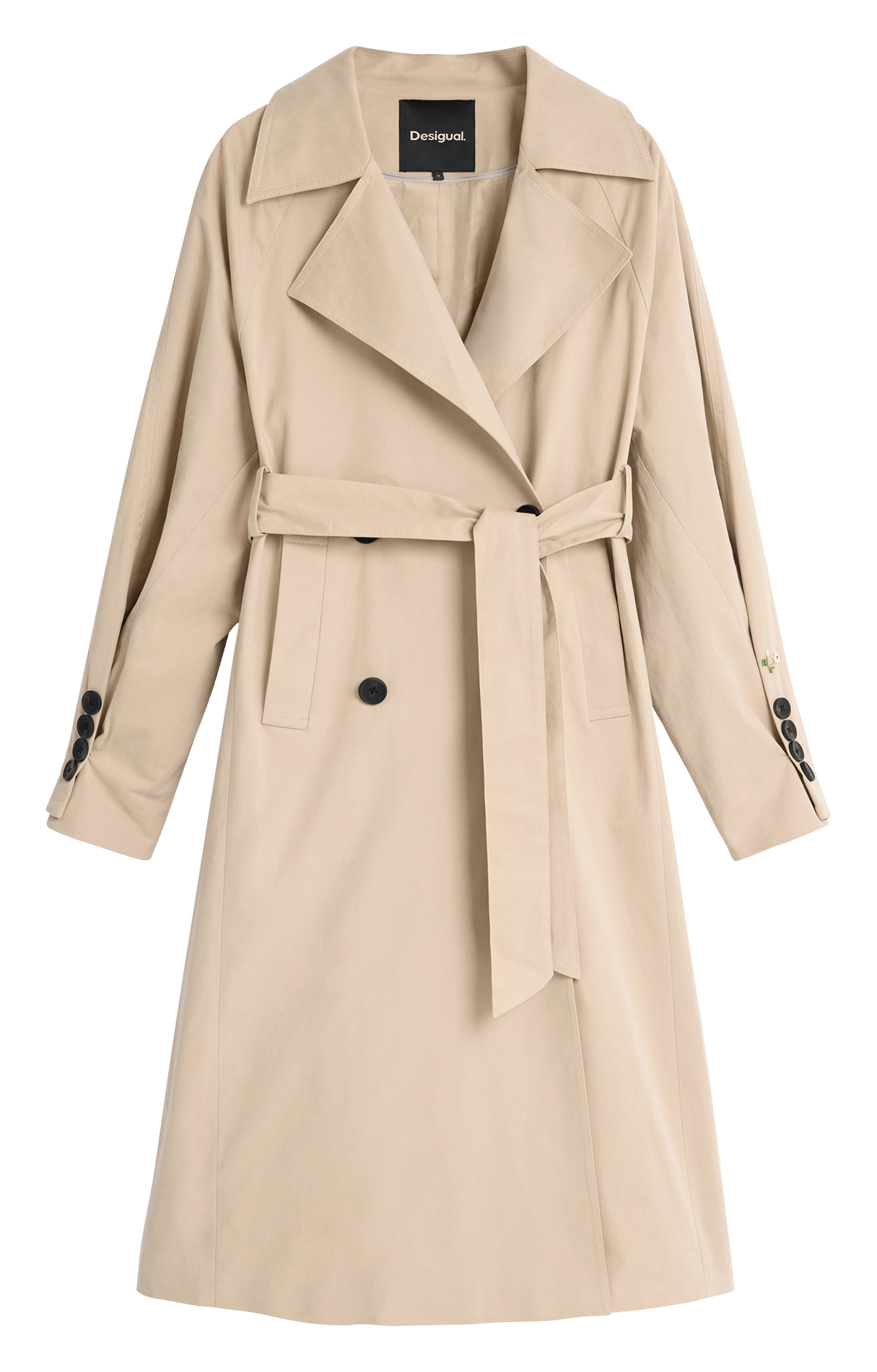 Long trench coat with removable hood DESIGUAL Brown
