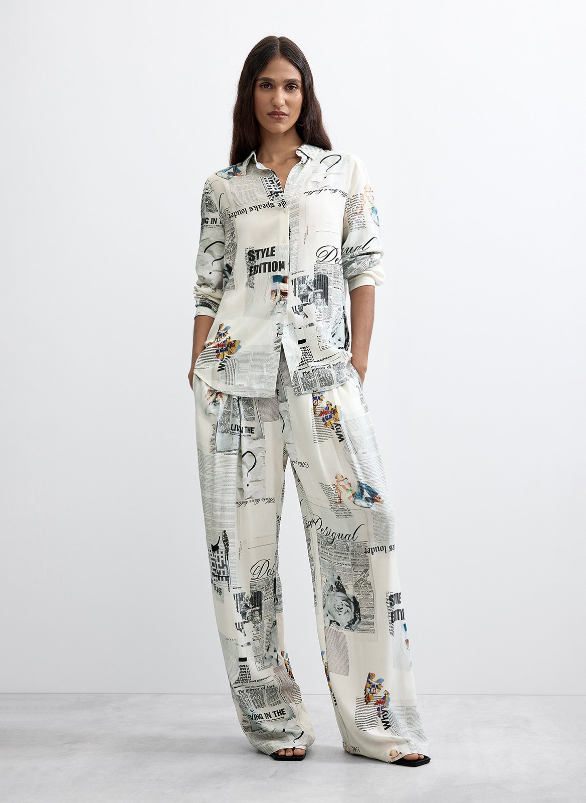 Straight printed shirt with classic collar DESIGUAL White
