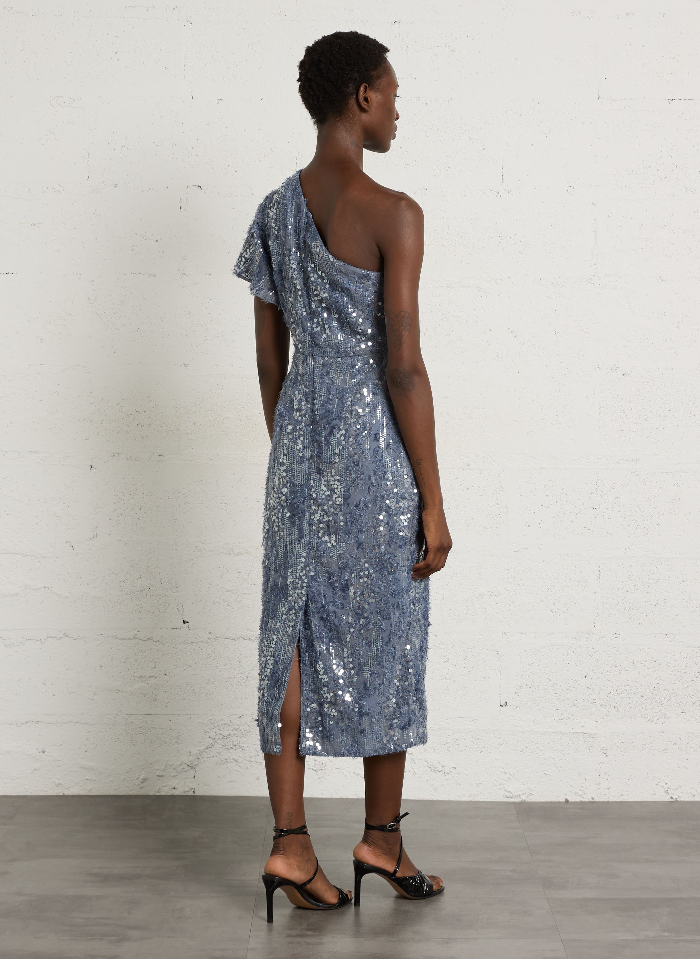 Asymmetrische jurk met lovertjes IKKS Blauw