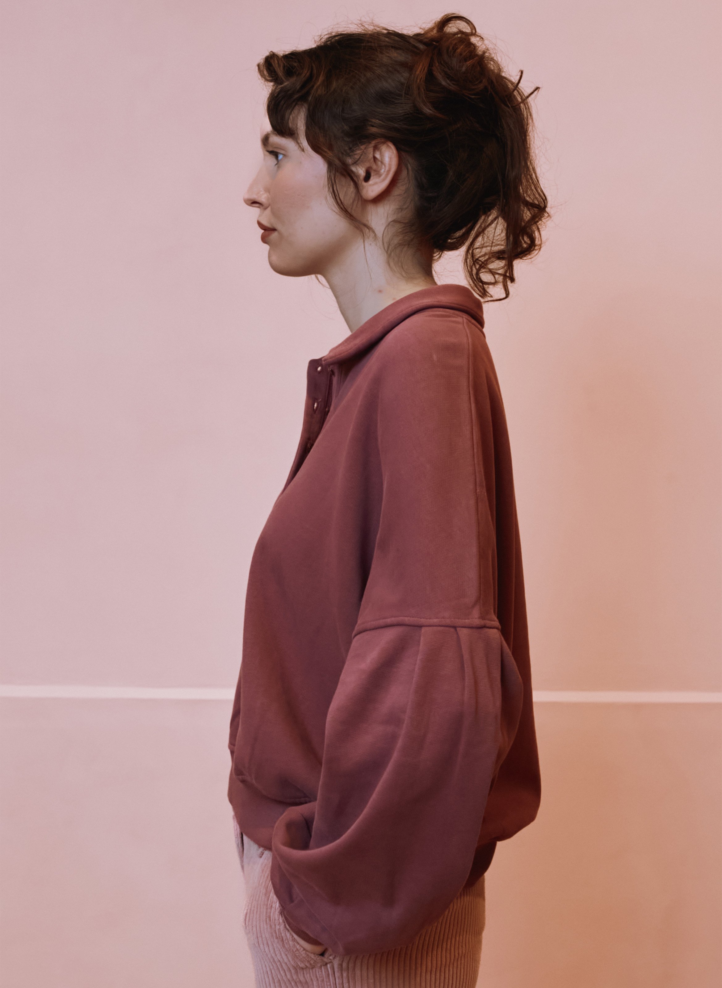 Sweat oversize col classique en coton bio EMILE ET IDA Violet