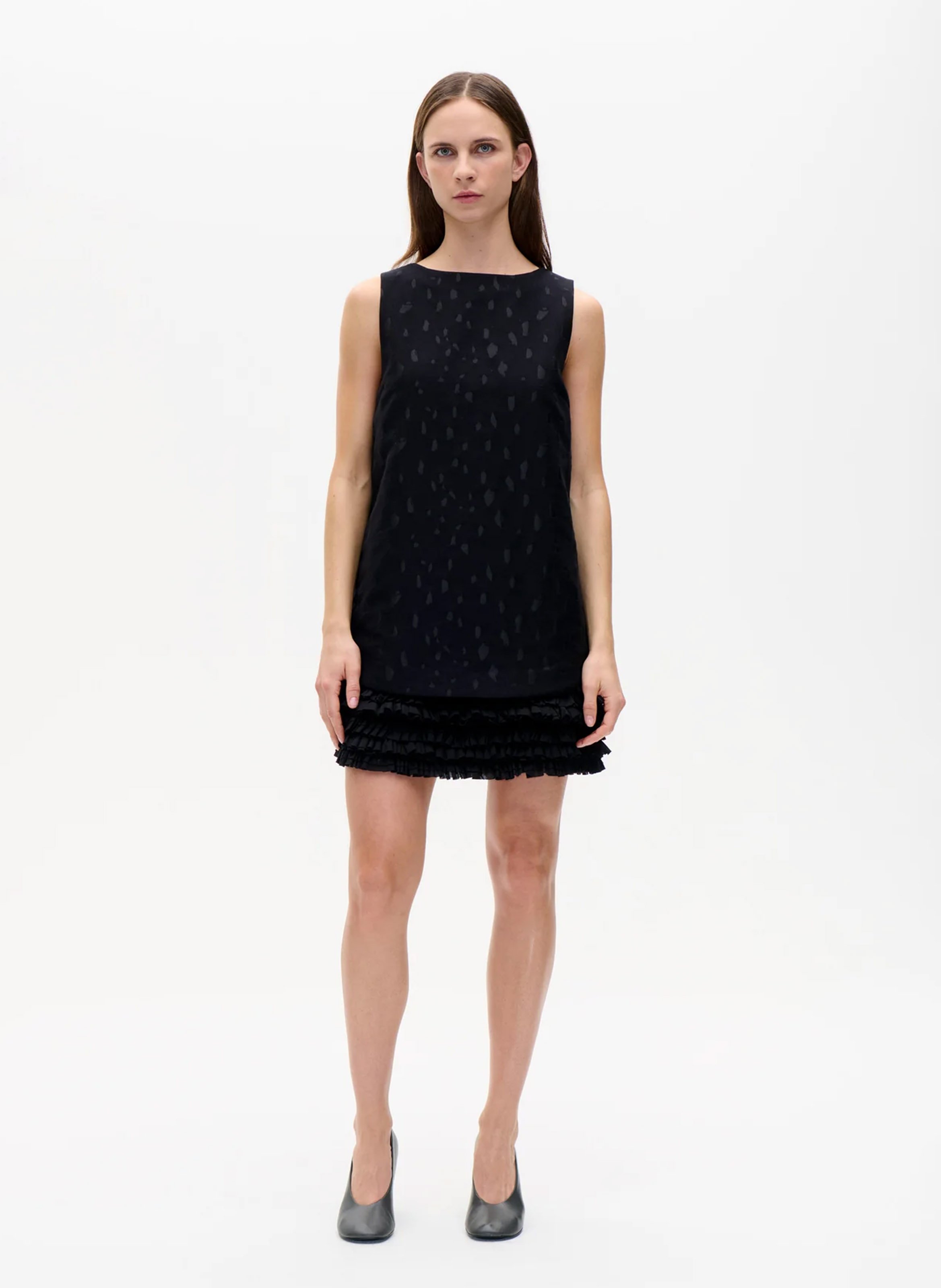 Sleeveless short jacquard dress BAUM UND PFERDGARTEN Black