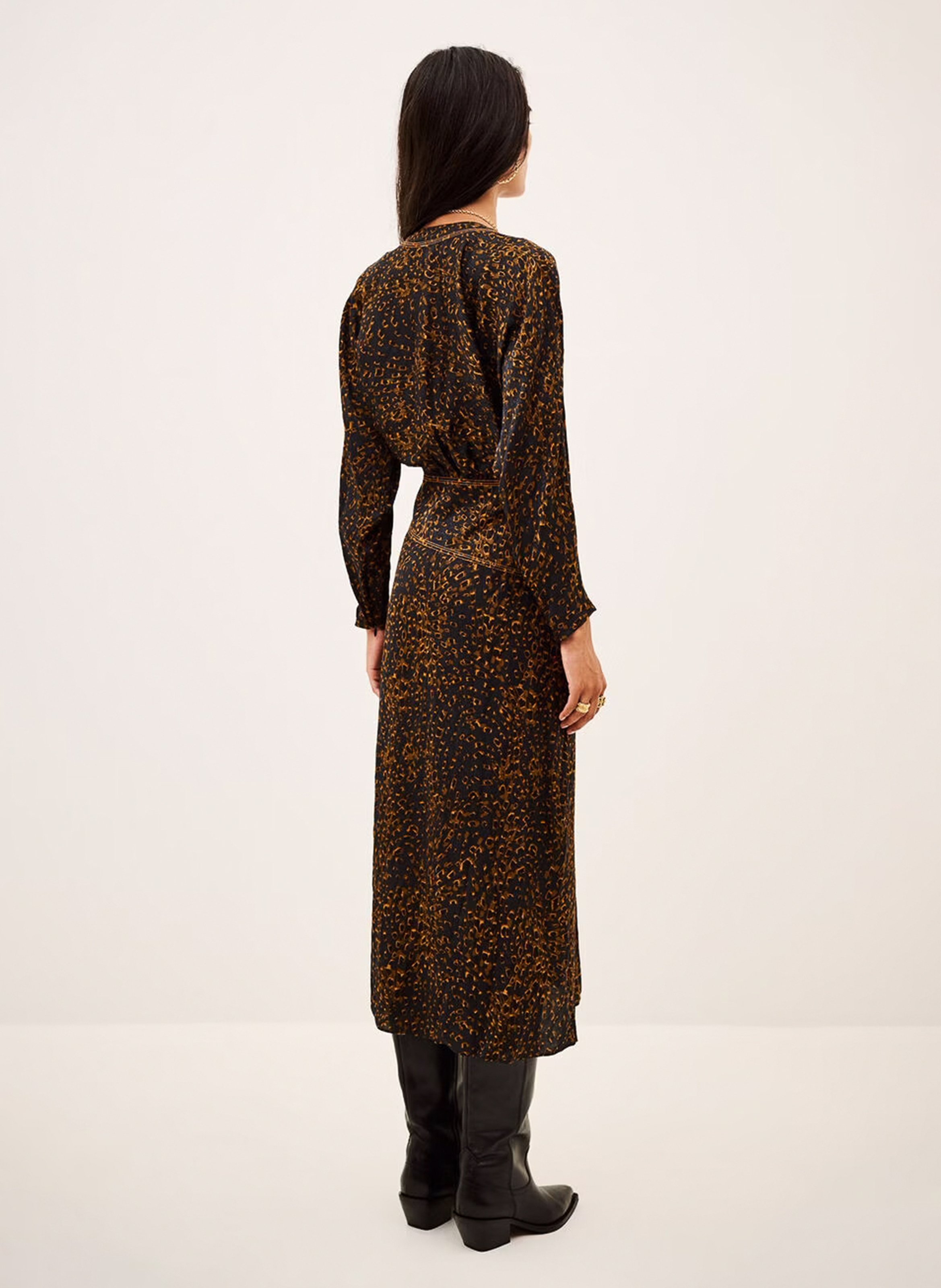 Halflange jurk met V-hals en print | Blauw BA&SH Dames