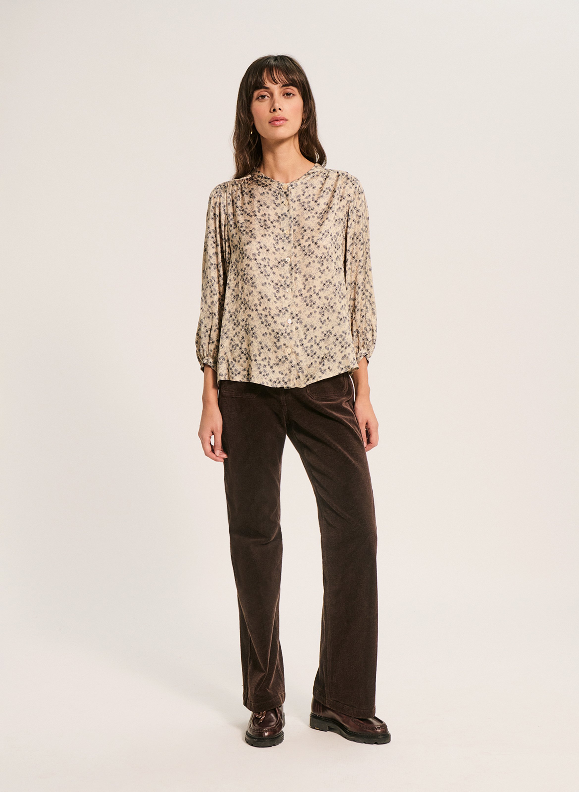 Chemise ample imprimée PABLO Beige