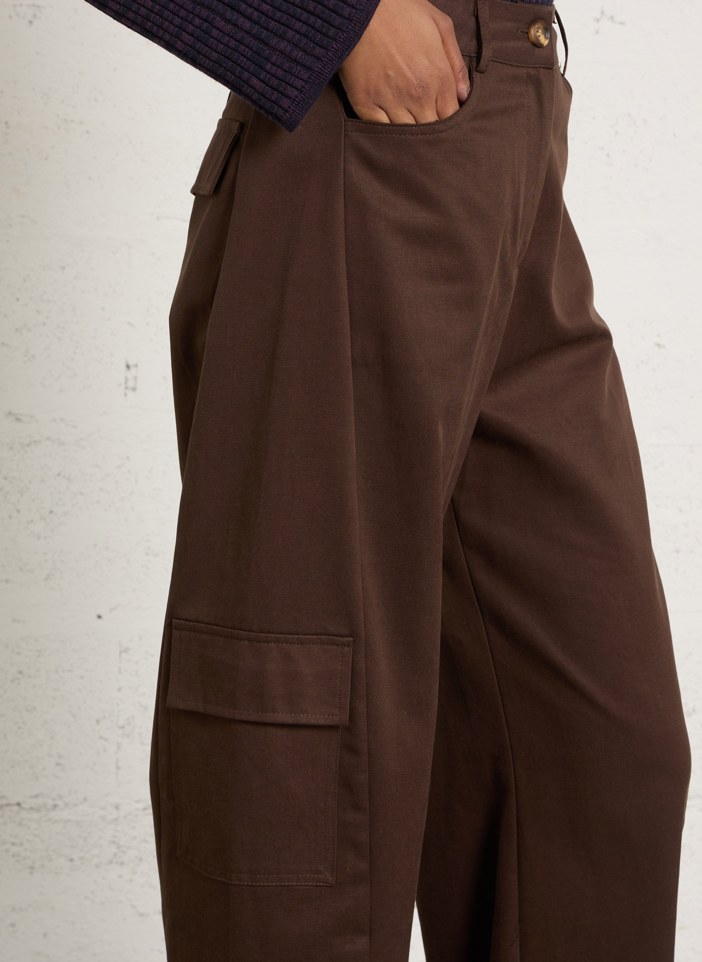 Pantalon barrel en coton mélangé LA PETITE ETOILE Marron