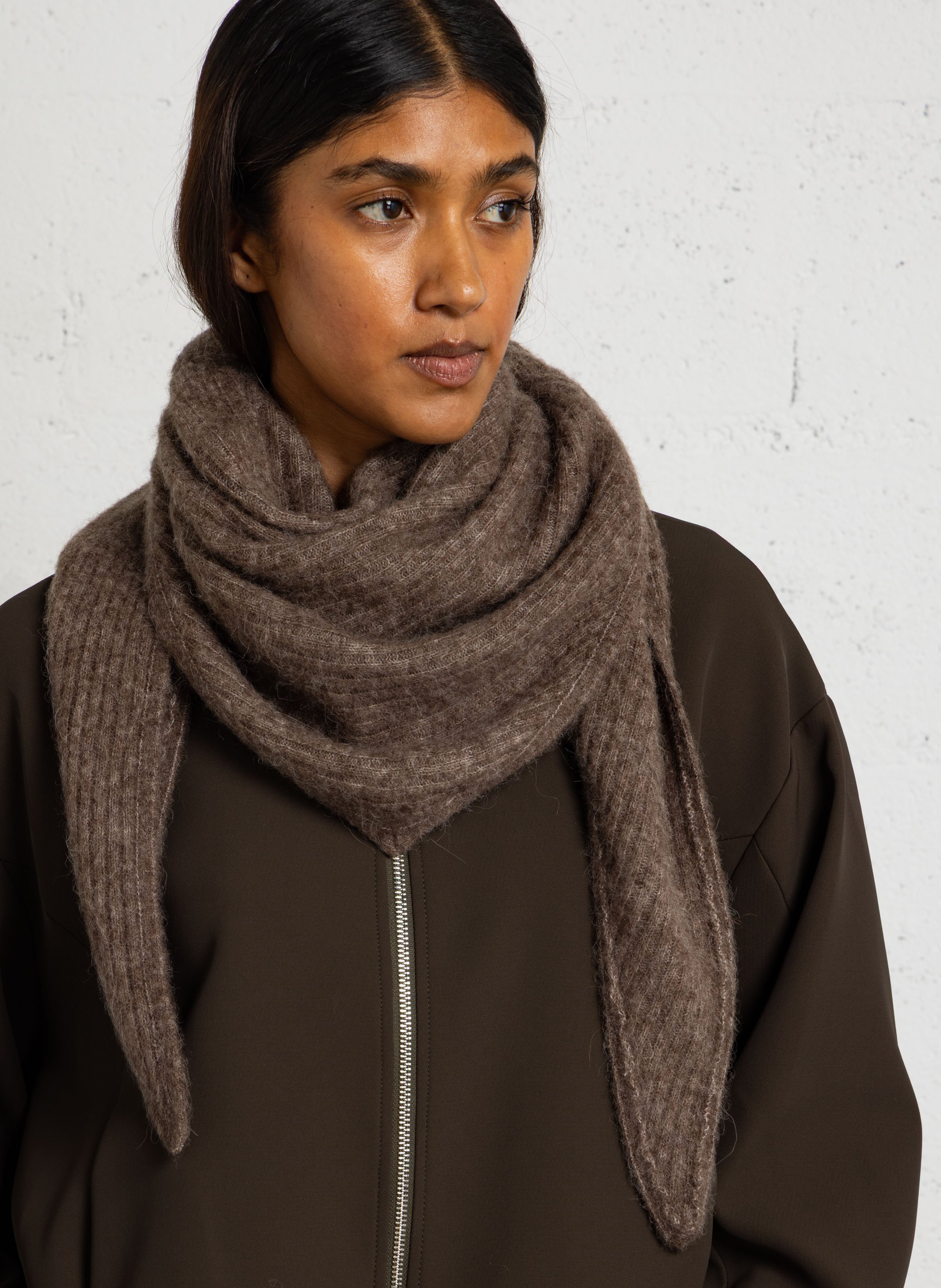 Triangle wool-blend scarf DES PETITS HAUTS Grey