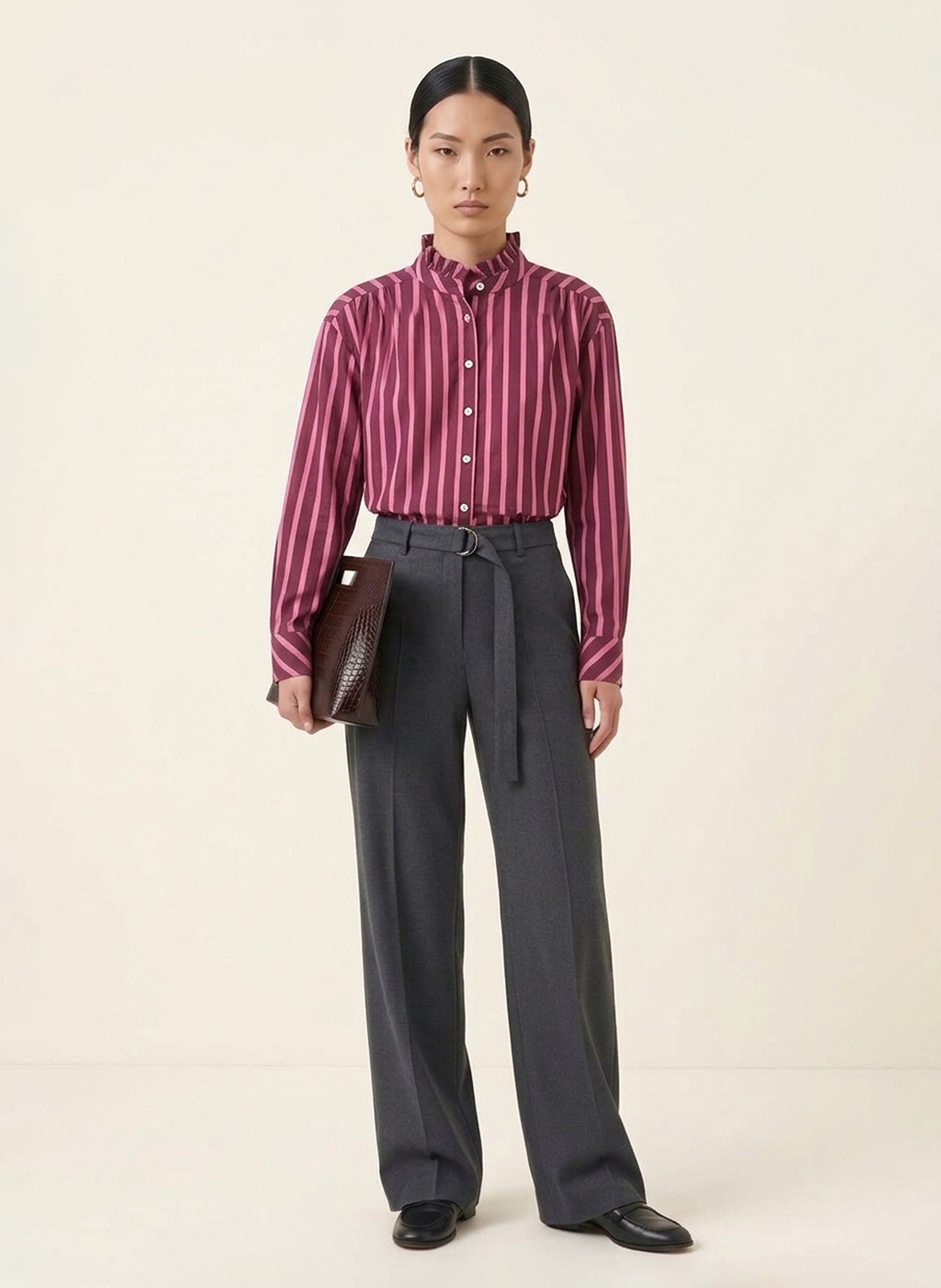Chemise oversize à rayures en coton KOOKAI Rose