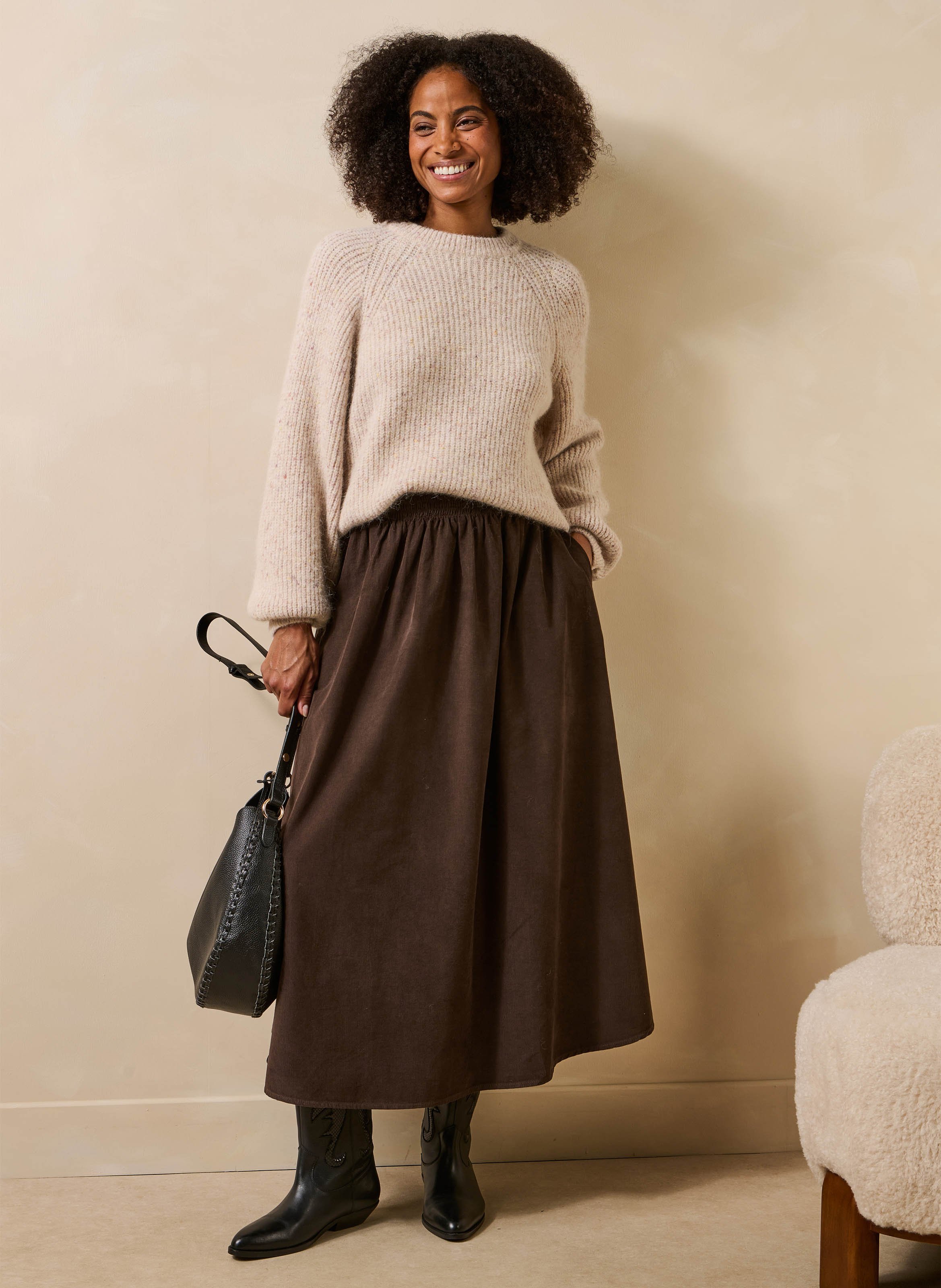 Flared midi cotton skirt | Brown LA FEE MARABOUTEE Women