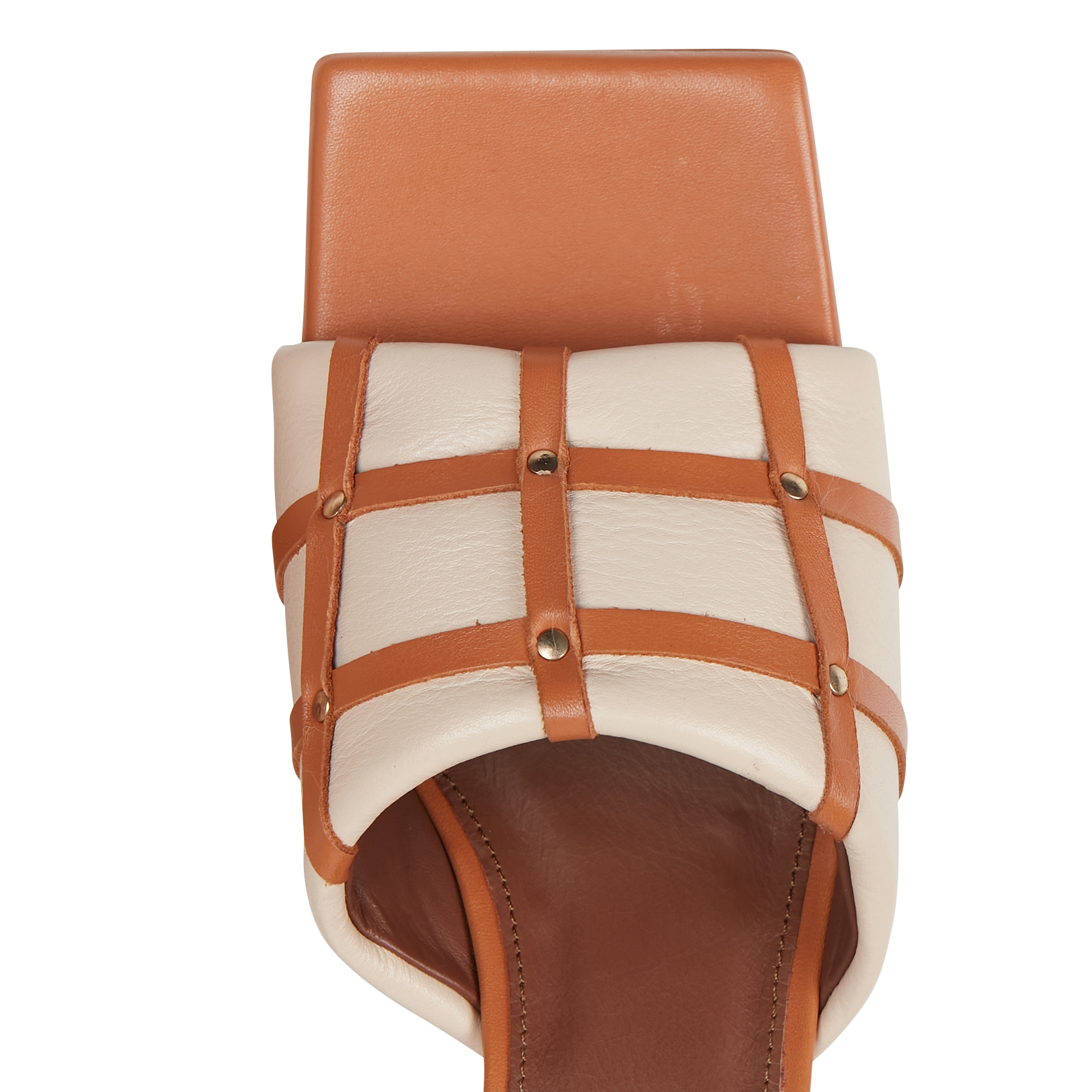 Leren sandaaltje met hak ALOHAS Beige