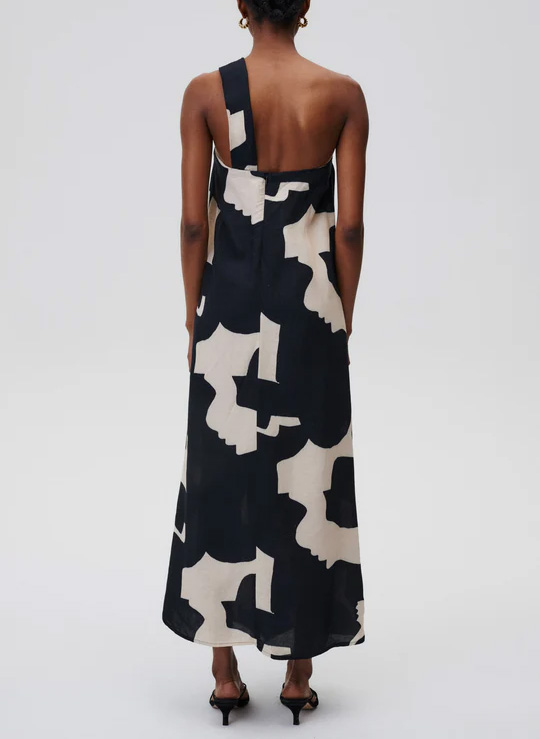 Lange asymmetrische bedrukte jurk UNDRESS CODE Zwart