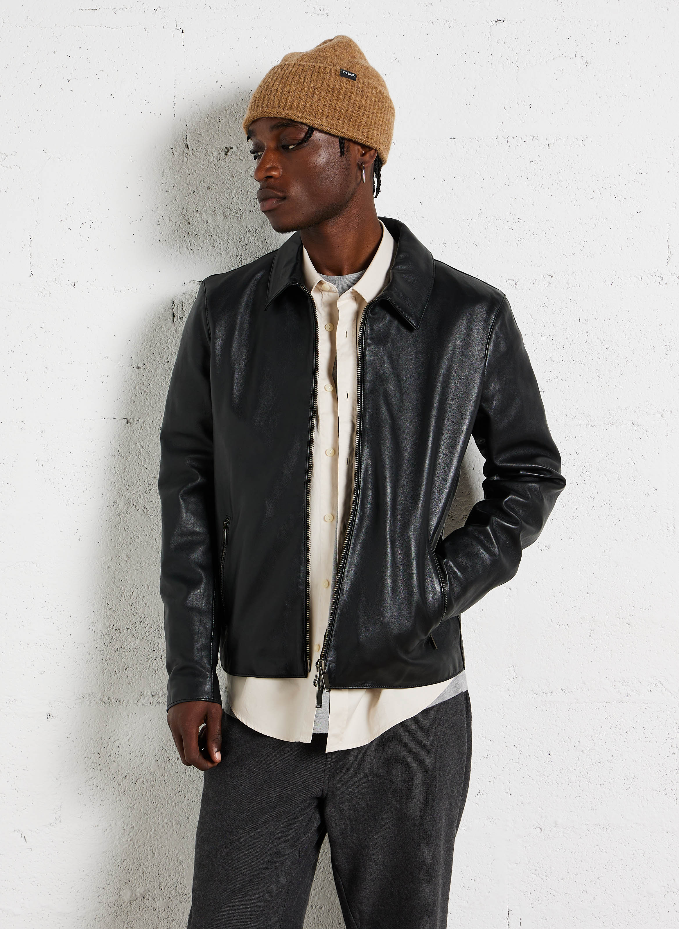 Mens short leather jacket on sale