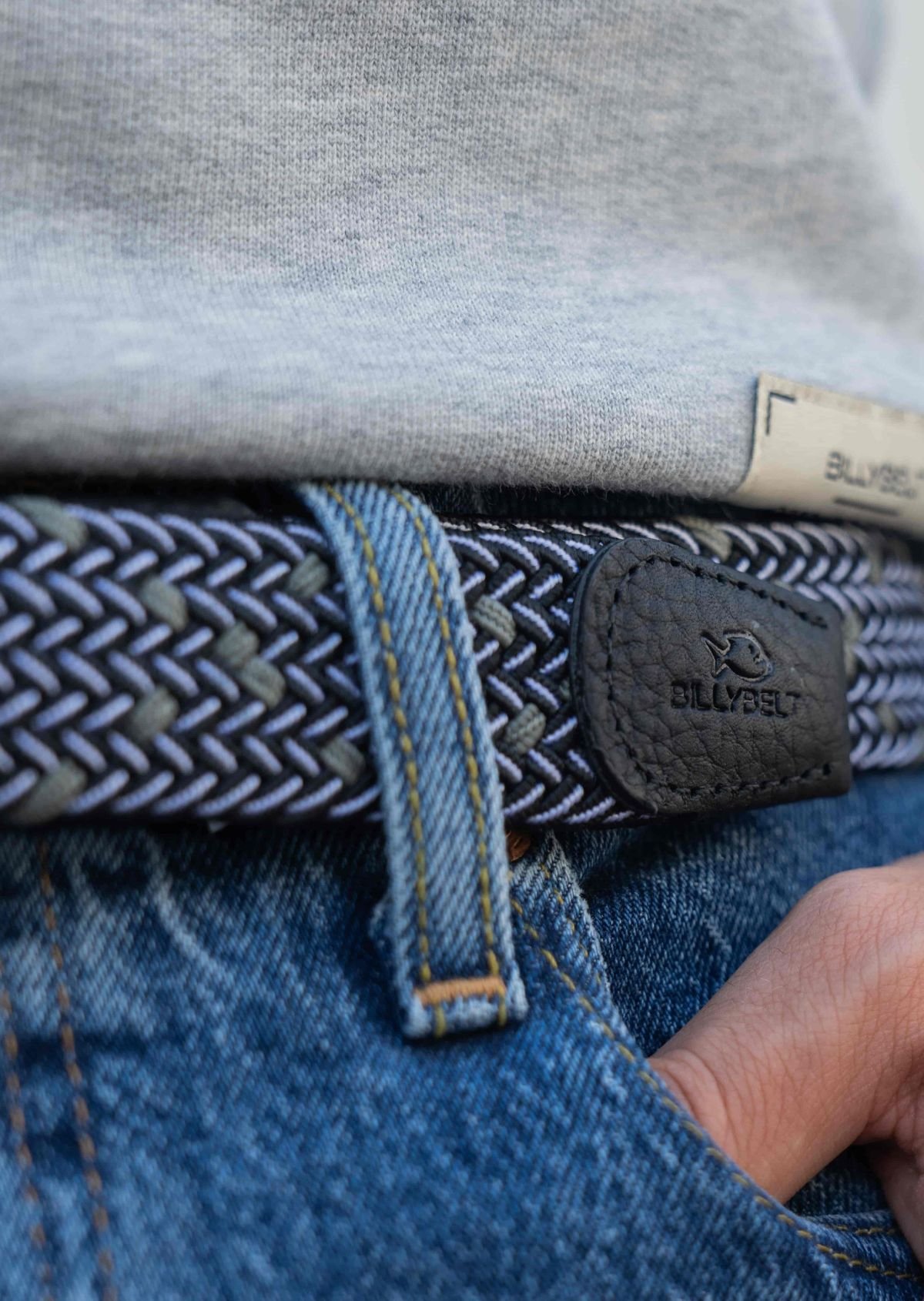 Multicolored braided elastic belt BILLYBELT Blue