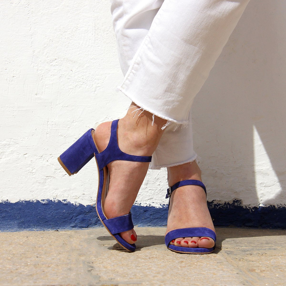 Heeled suede sandals JULES & JENN Blue