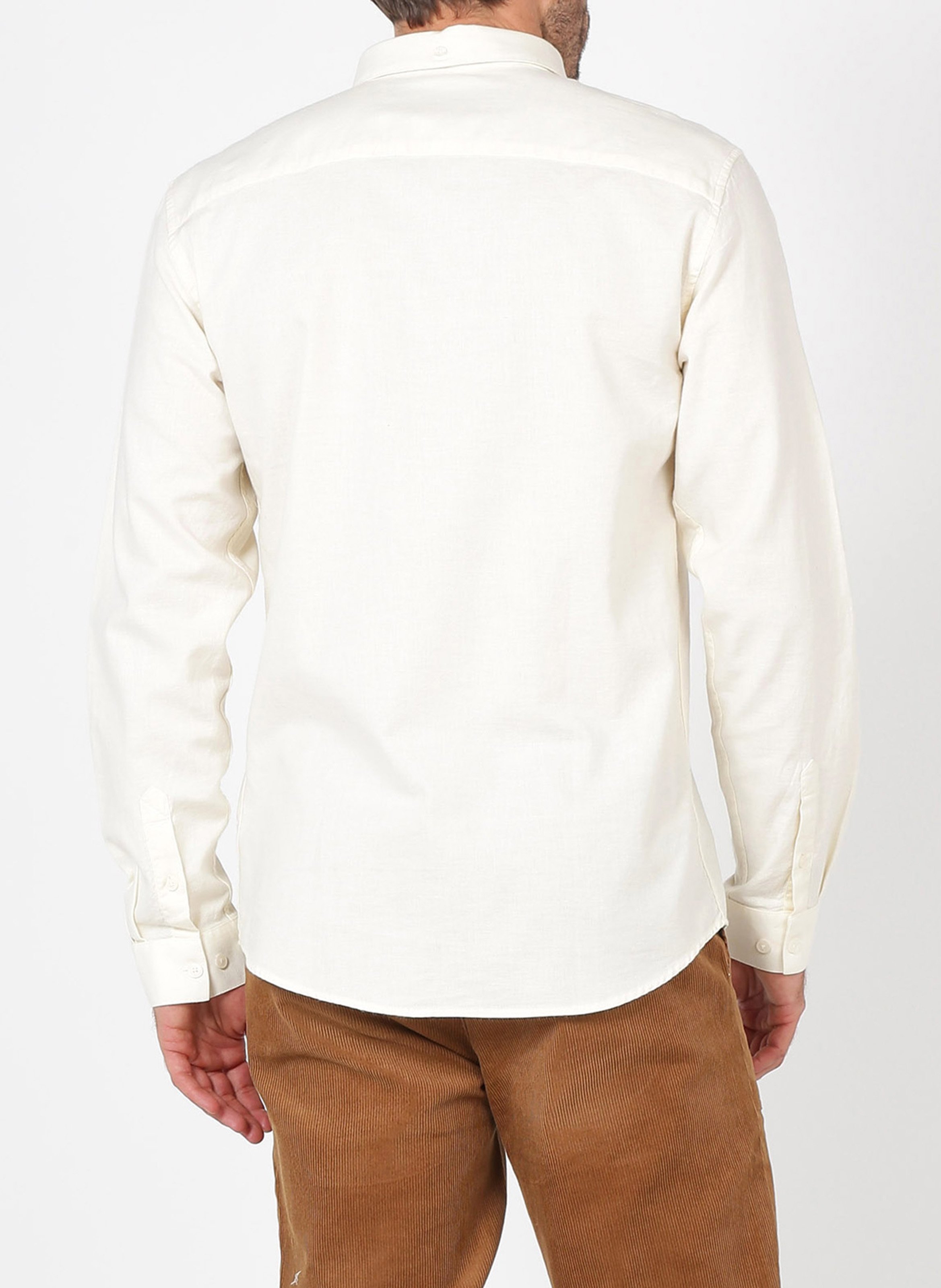 Regular-fit cotton shirt with button-down collar White