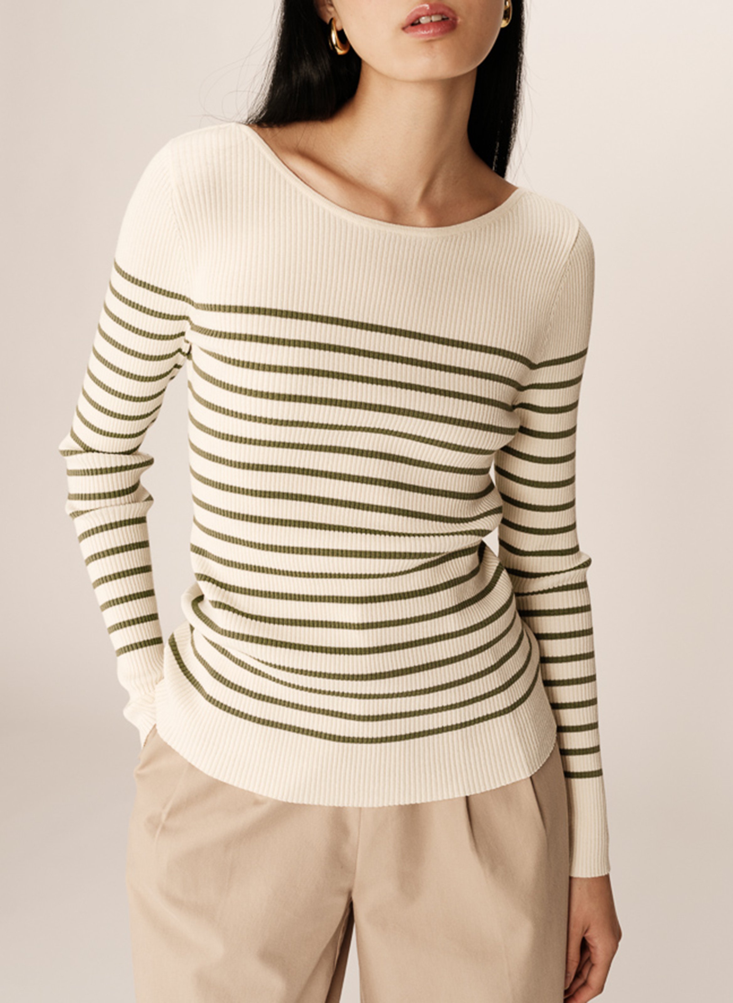 Straight striped knit sweater GRACE ET MILA Green