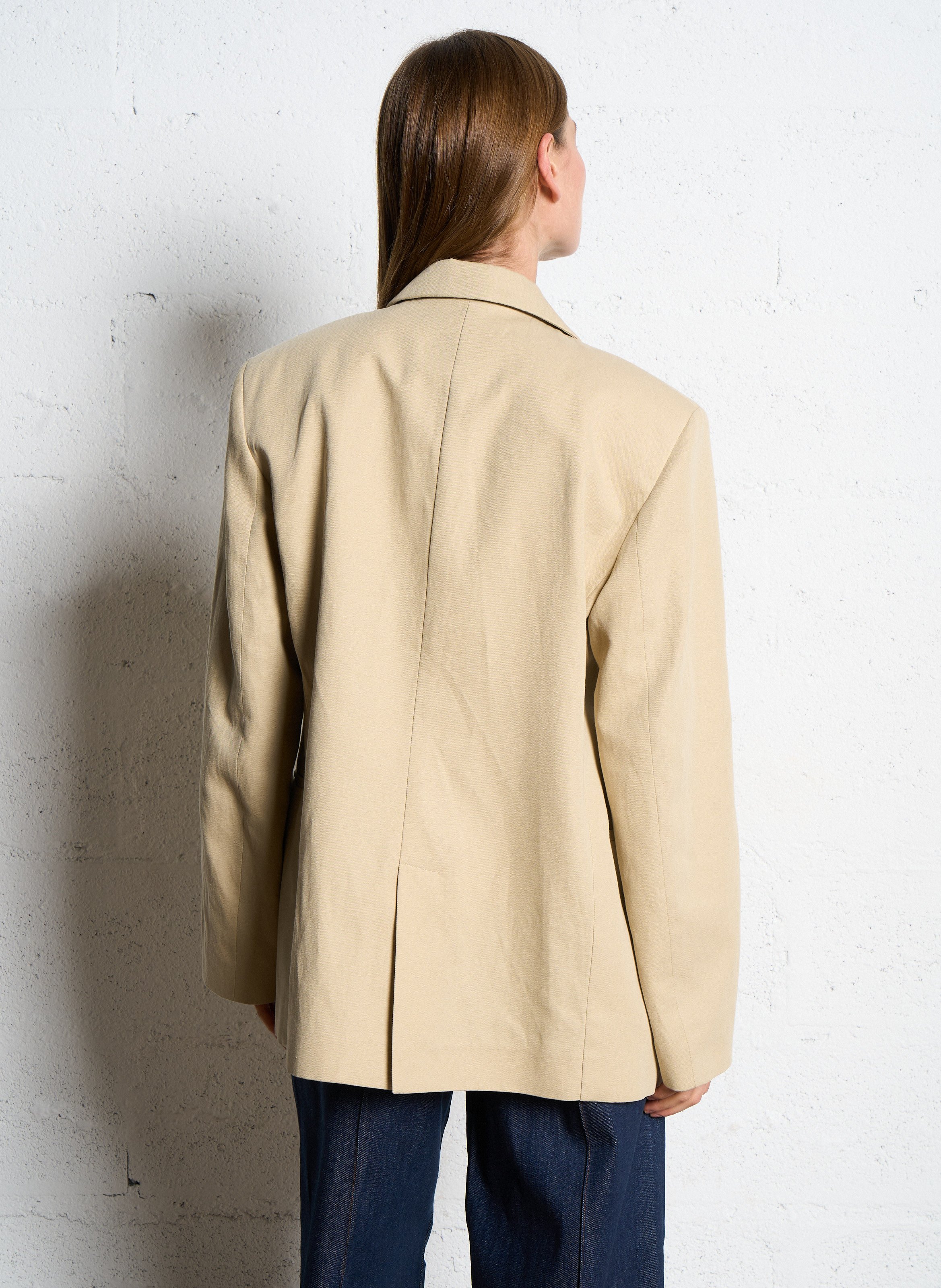 Rechte blazer | katoenblend POMANDERE Beige