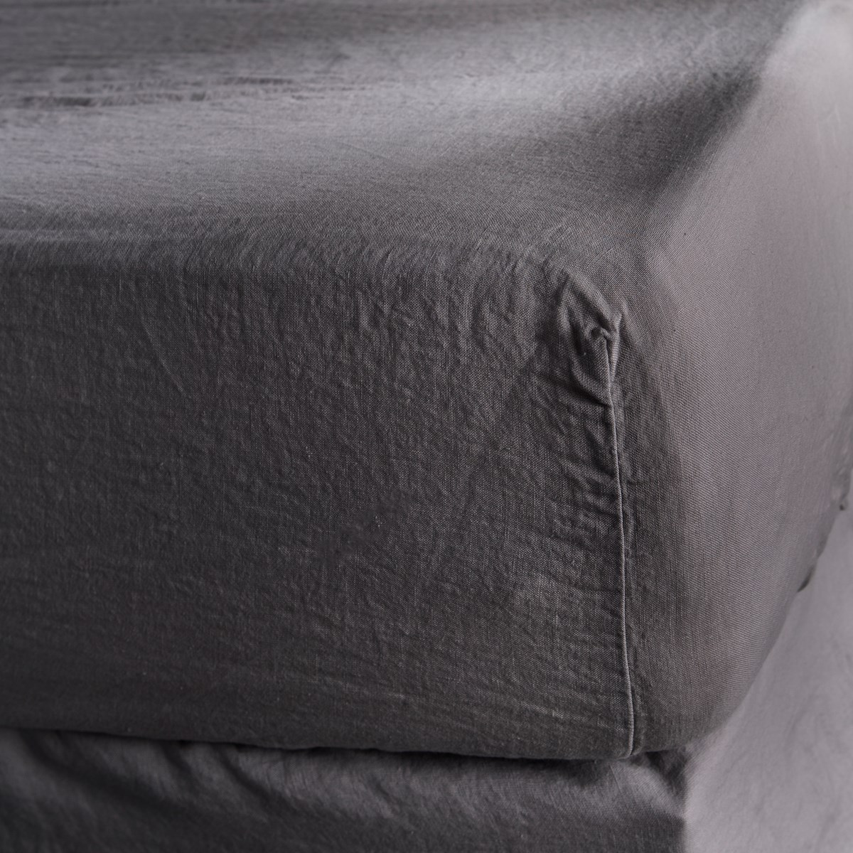 Washed linen fitted sheet TODAY LINGE DE MAISON Grey