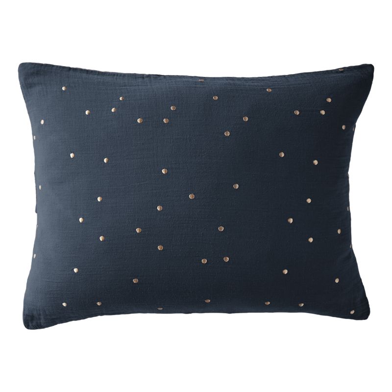 Cotton percale pillow case L'EFFET PAPILLON Blue