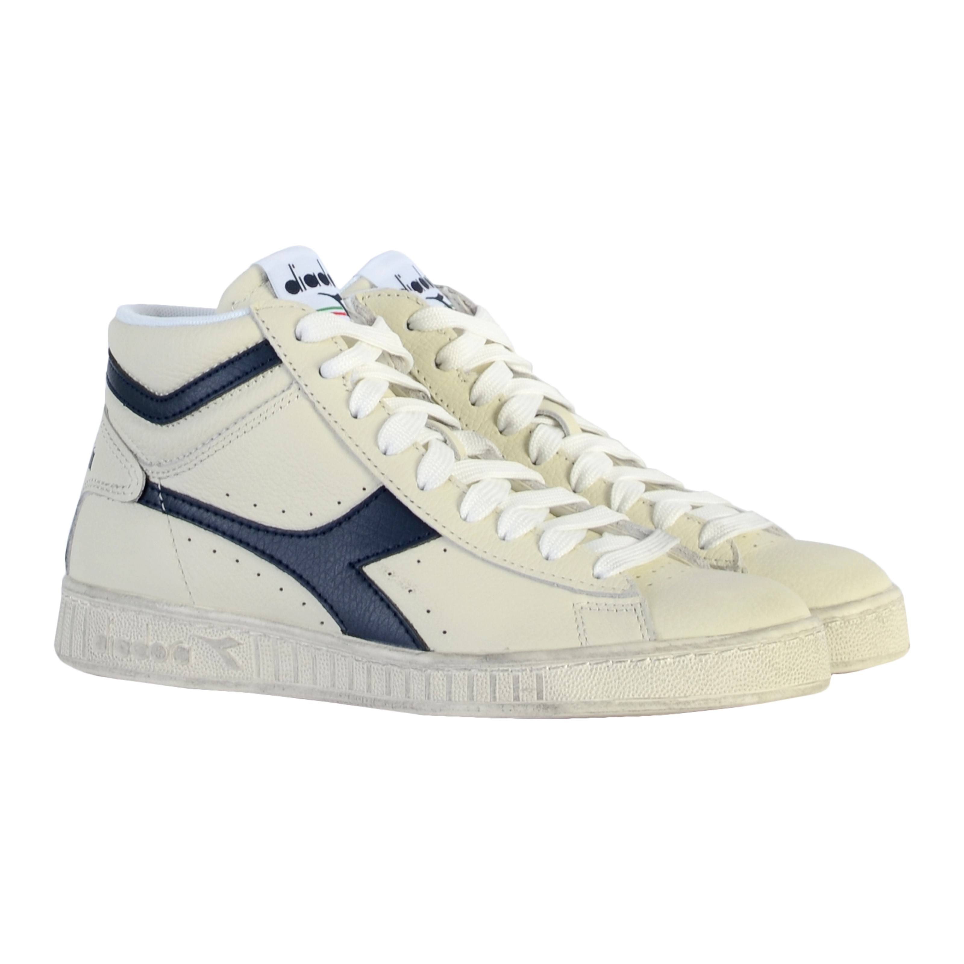 Lace-up leather sneakers game l high waxed DIADORA White