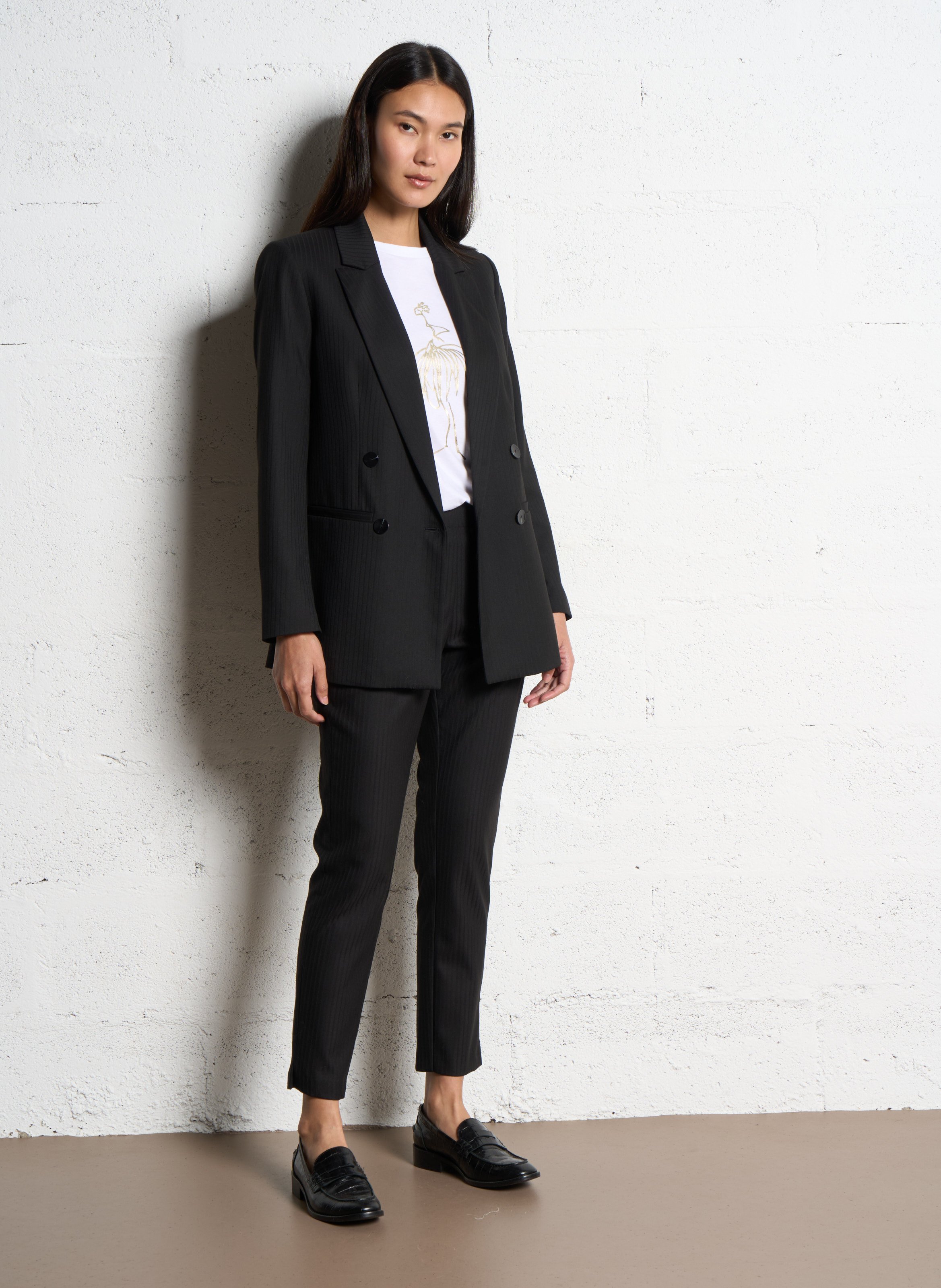 Gestreifte gerade Hose ONE STEP Schwarz