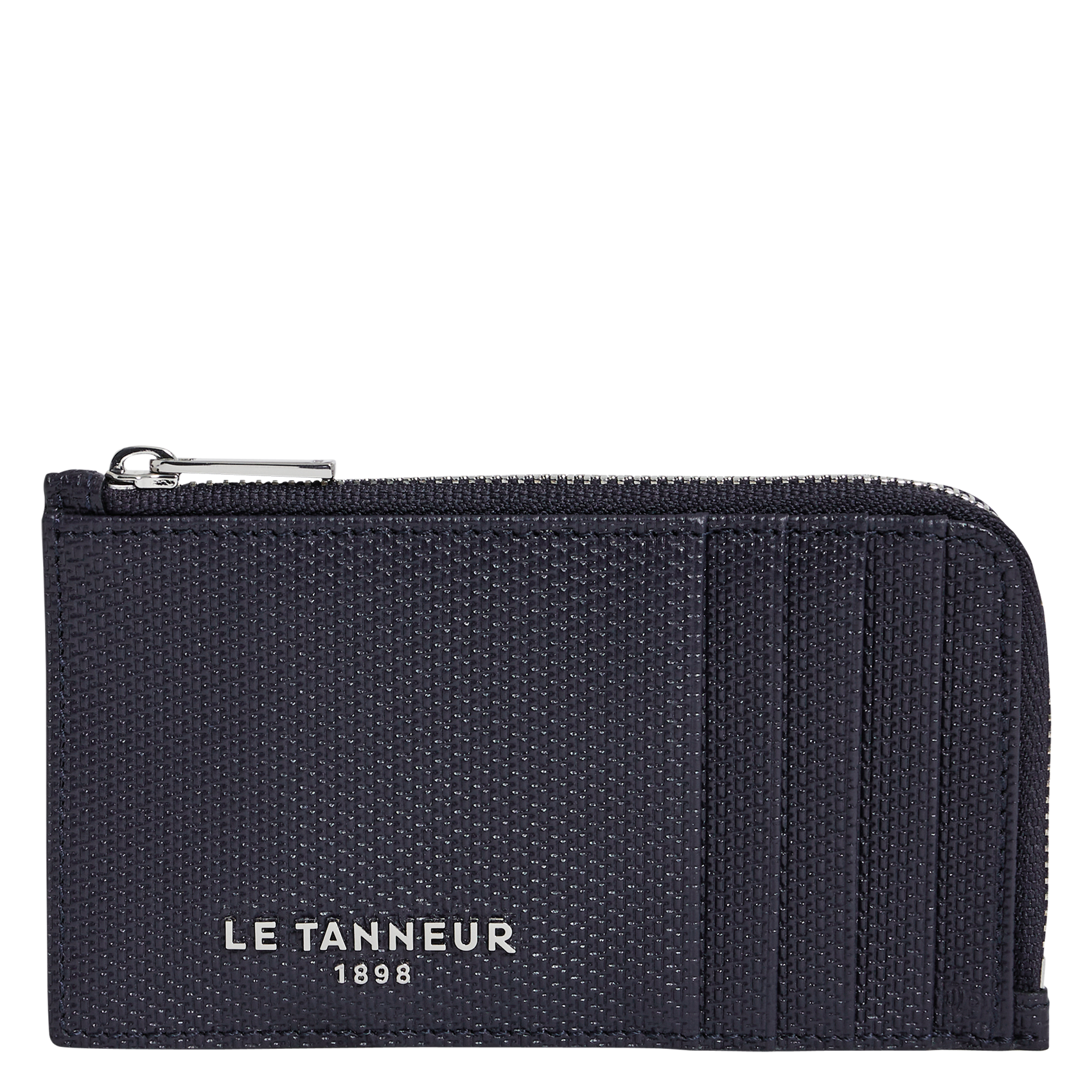 Leren pasjeshouder met ritsje en monogram LE TANNEUR Blauw