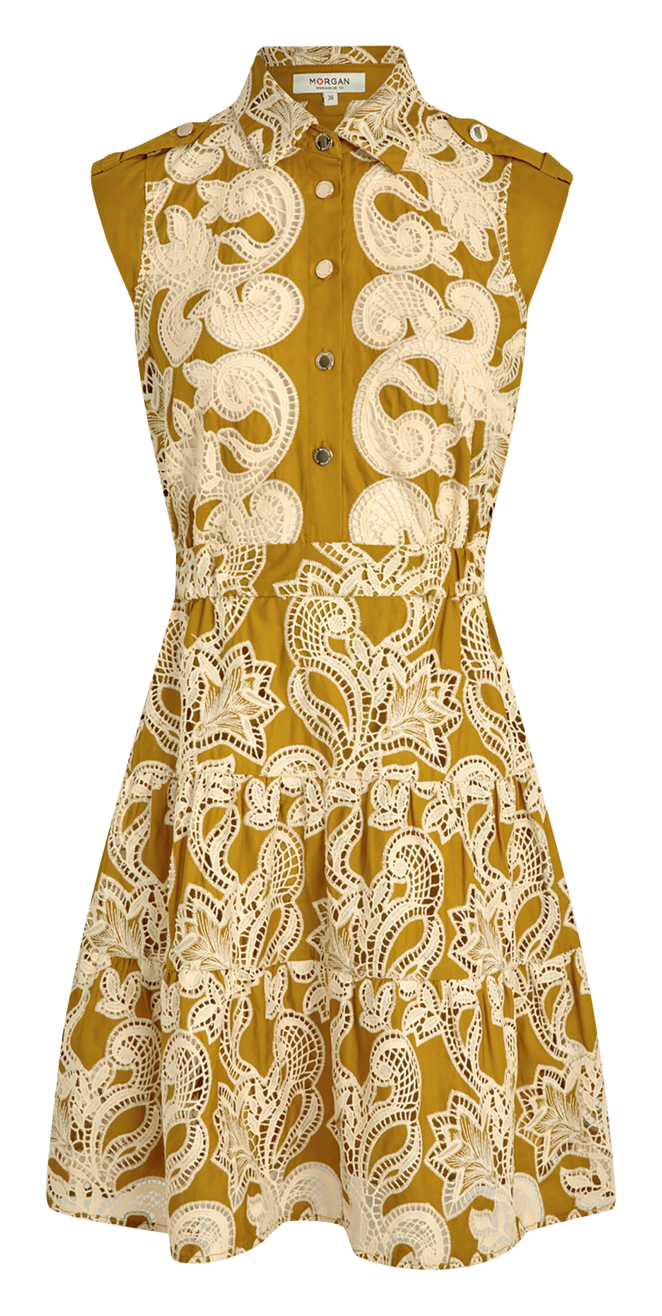 Short cotton dress with classic collar MORGAN Green