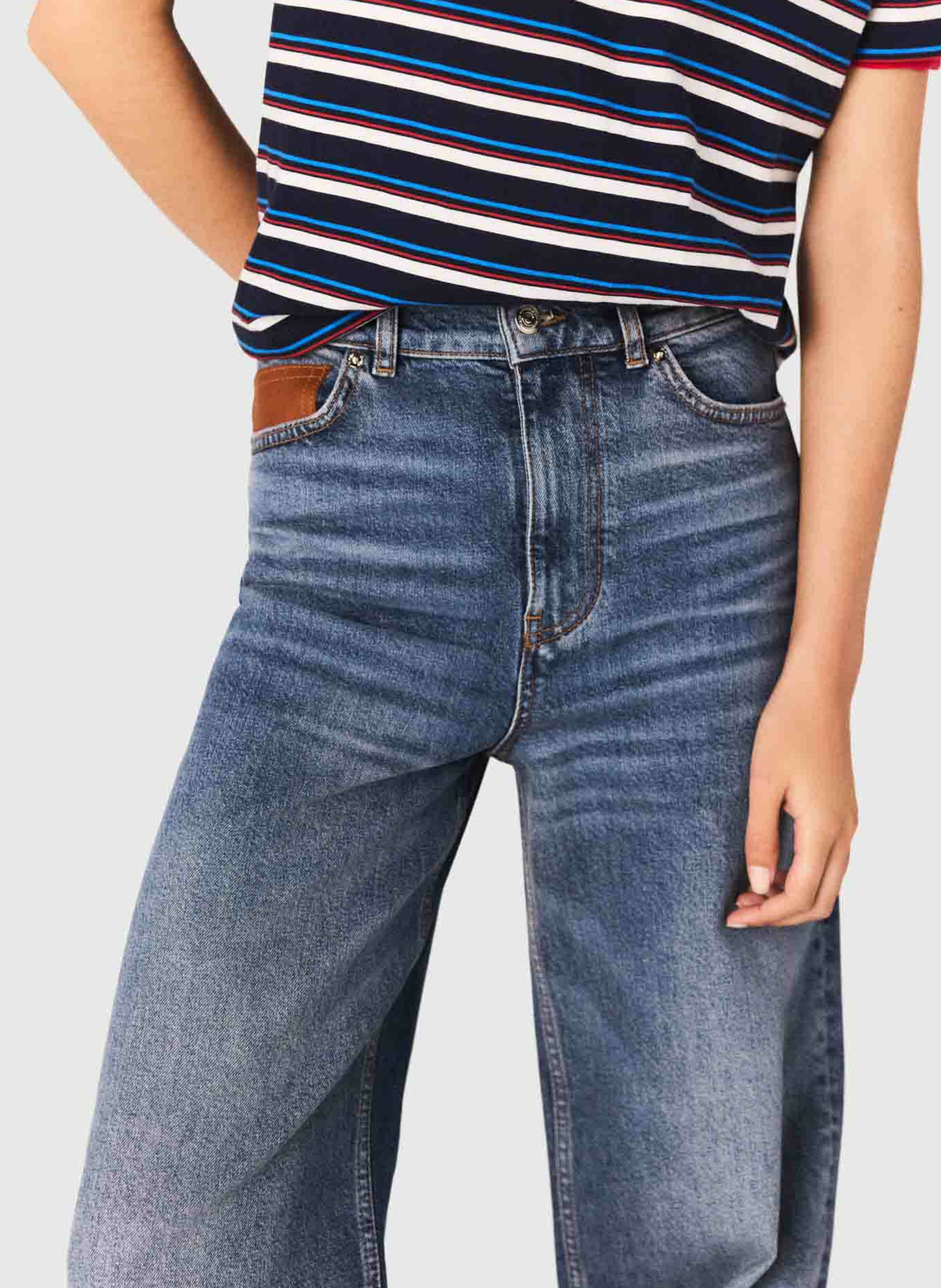 Wijde jeans - katoenblend MAJE Blauw