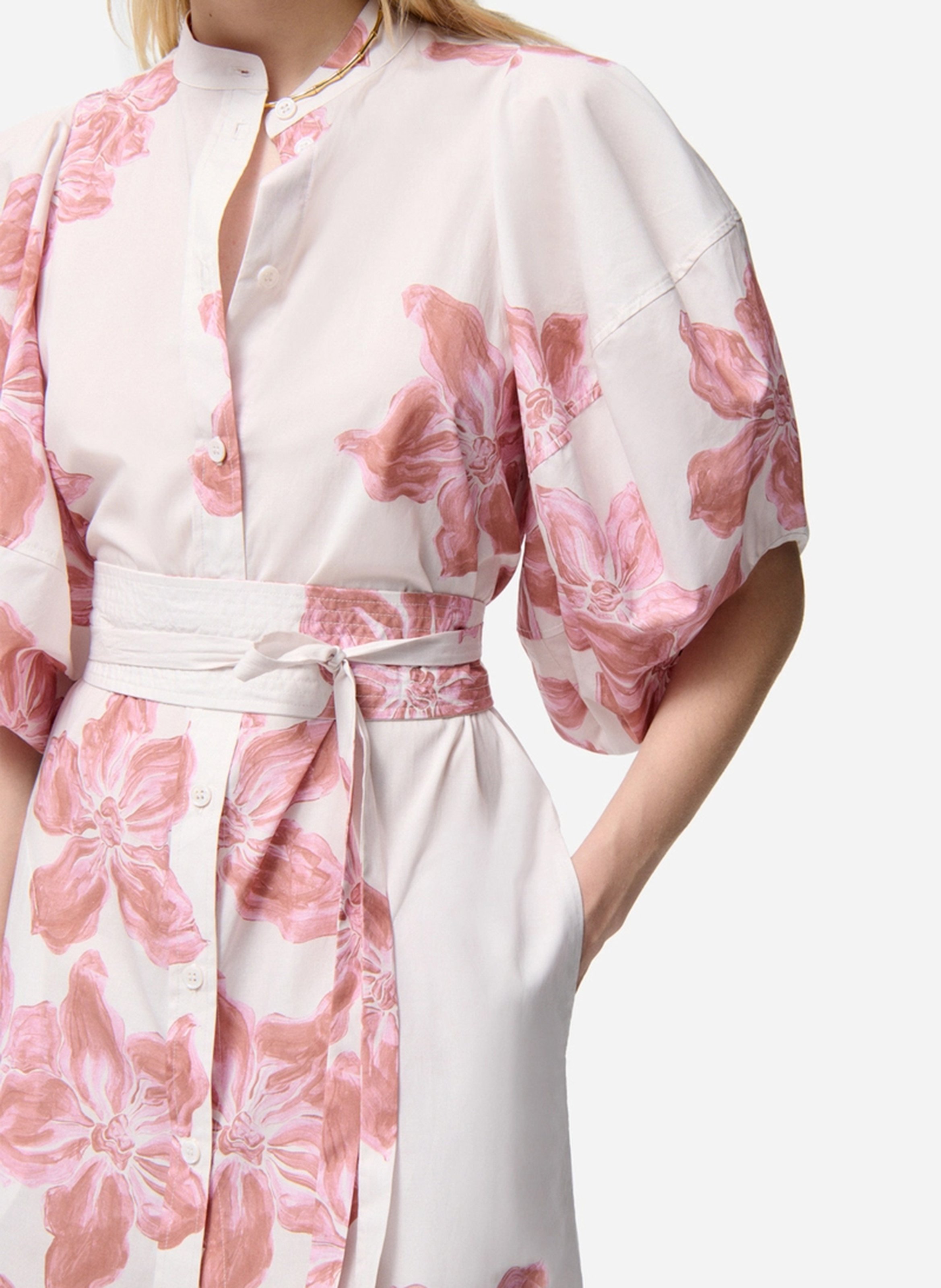 Long printed round-neck dress VANESSA BRUNO Pink