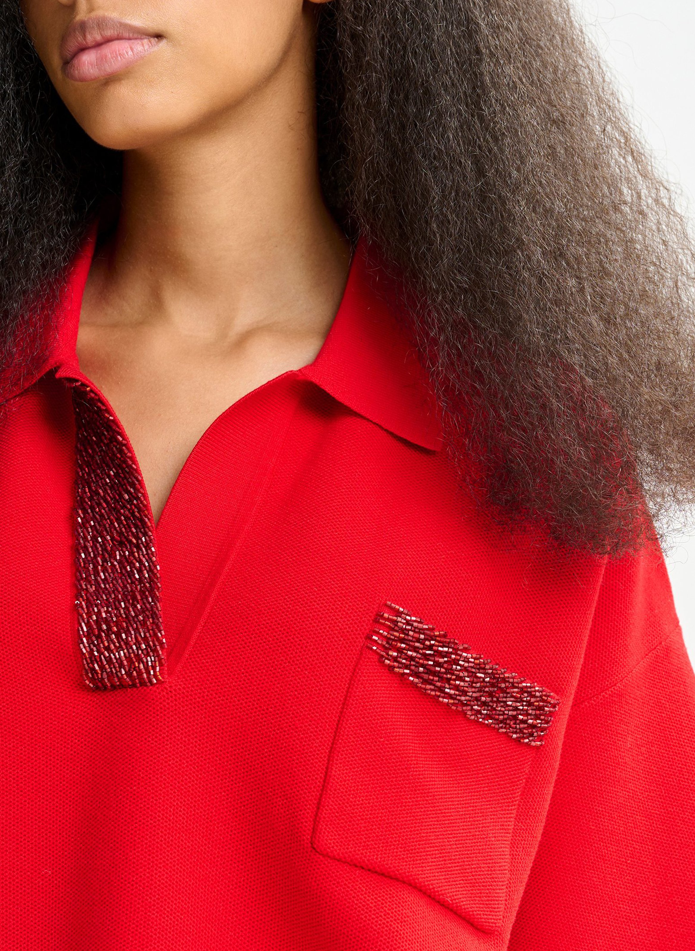 Polo knit high neck ESSENTIEL ANTWERP Red