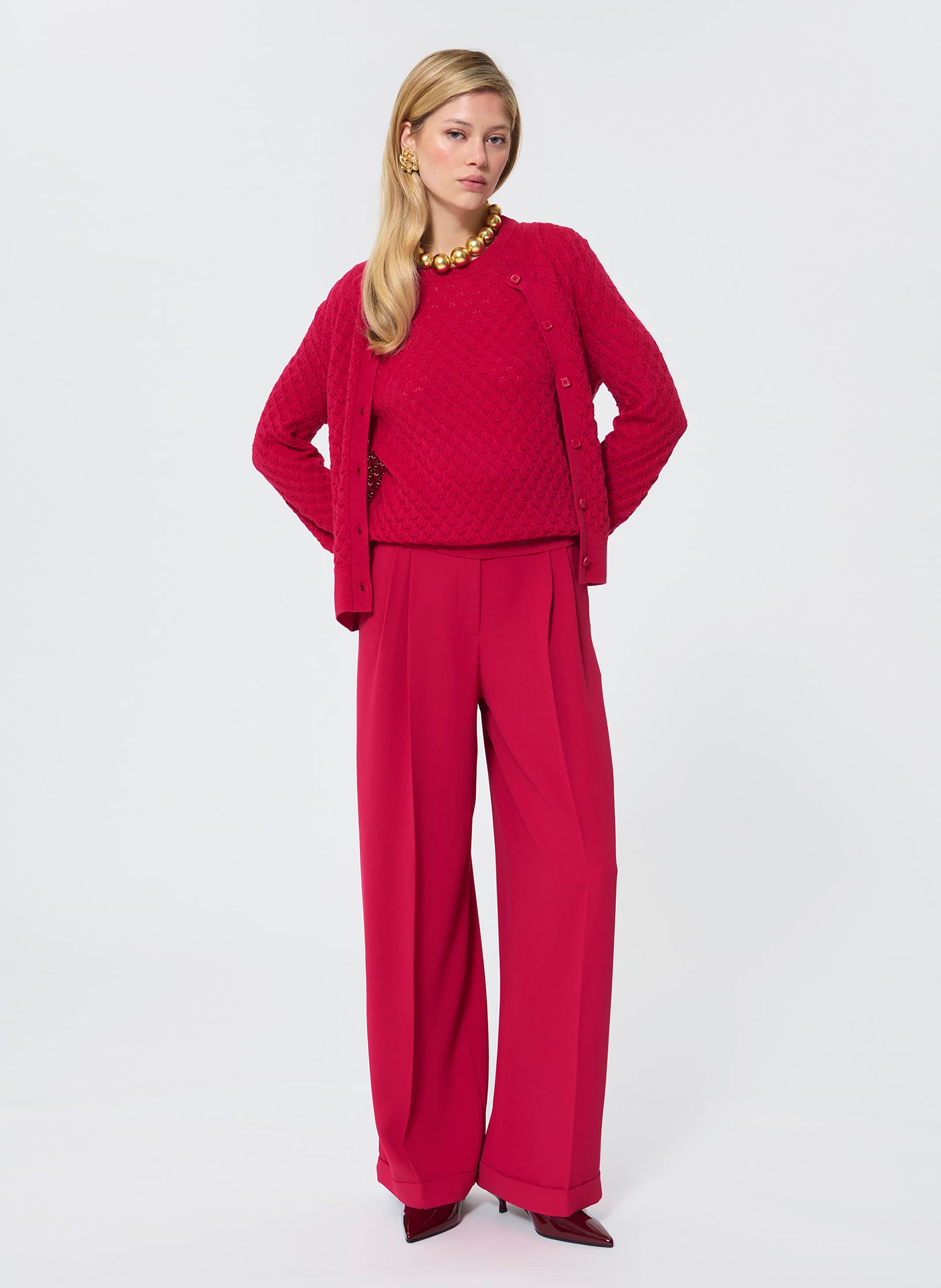 Maglione a maniche corte in maglia fantasia TARA JARMON Rosso